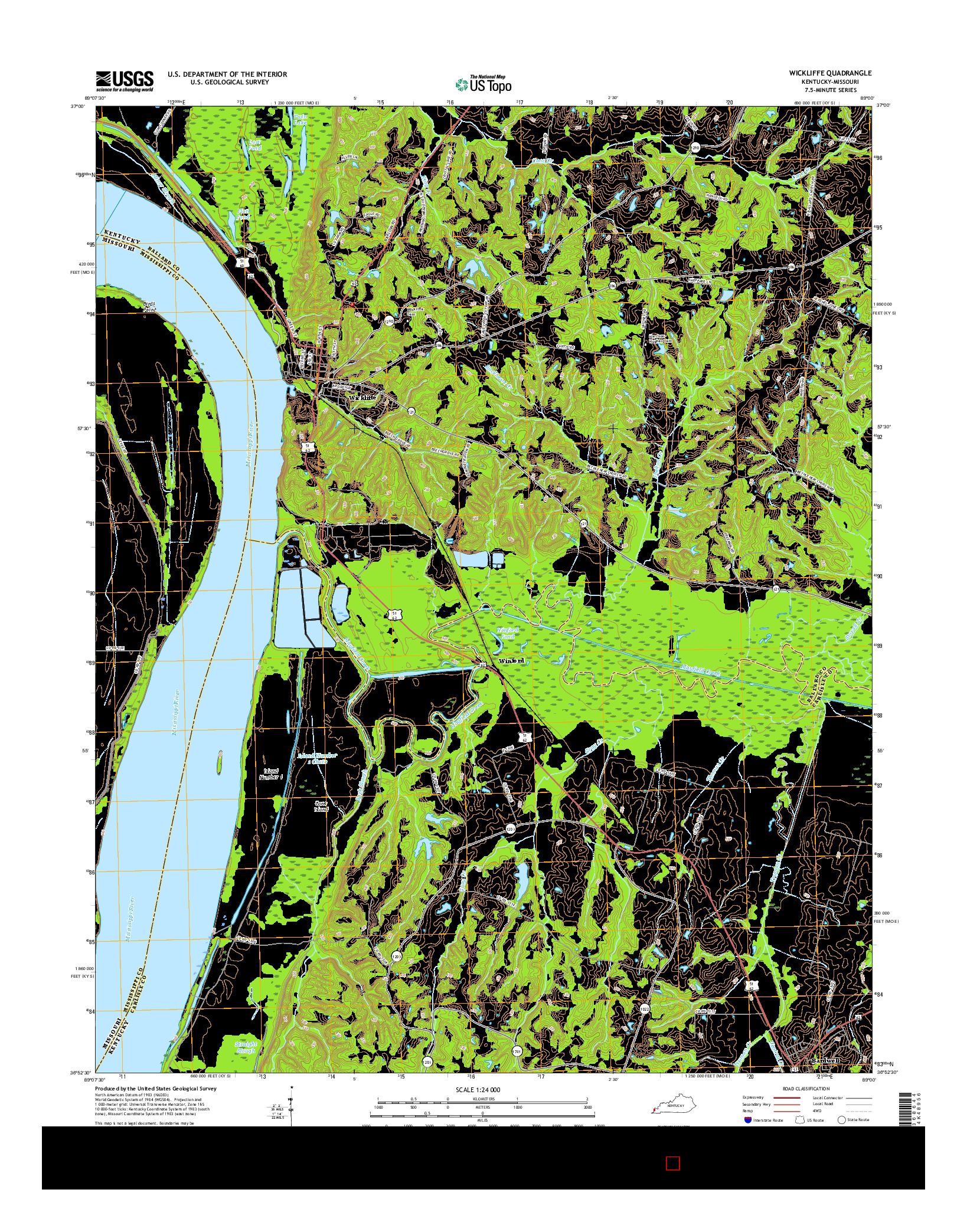 USGS US TOPO 7.5-MINUTE MAP FOR WICKLIFFE, KY-MO 2016