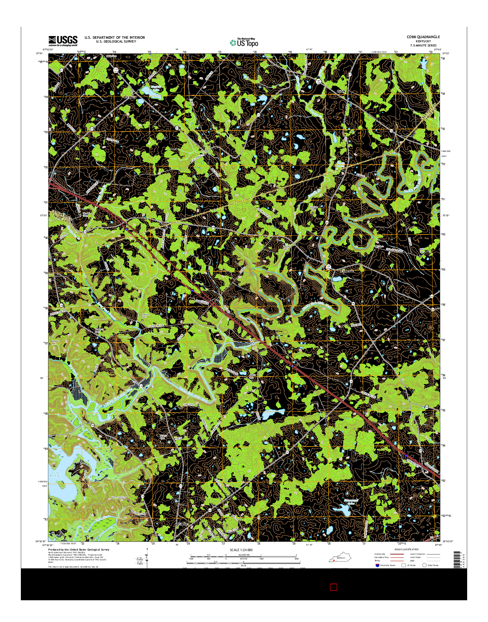 USGS US TOPO 7.5-MINUTE MAP FOR COBB, KY 2016