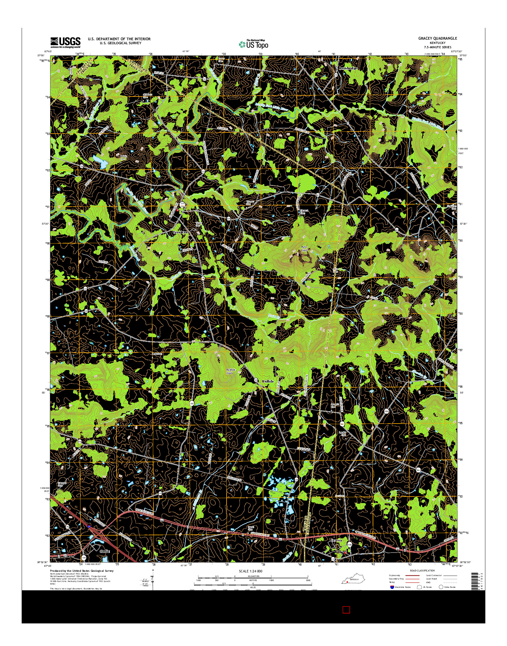 USGS US TOPO 7.5-MINUTE MAP FOR GRACEY, KY 2016