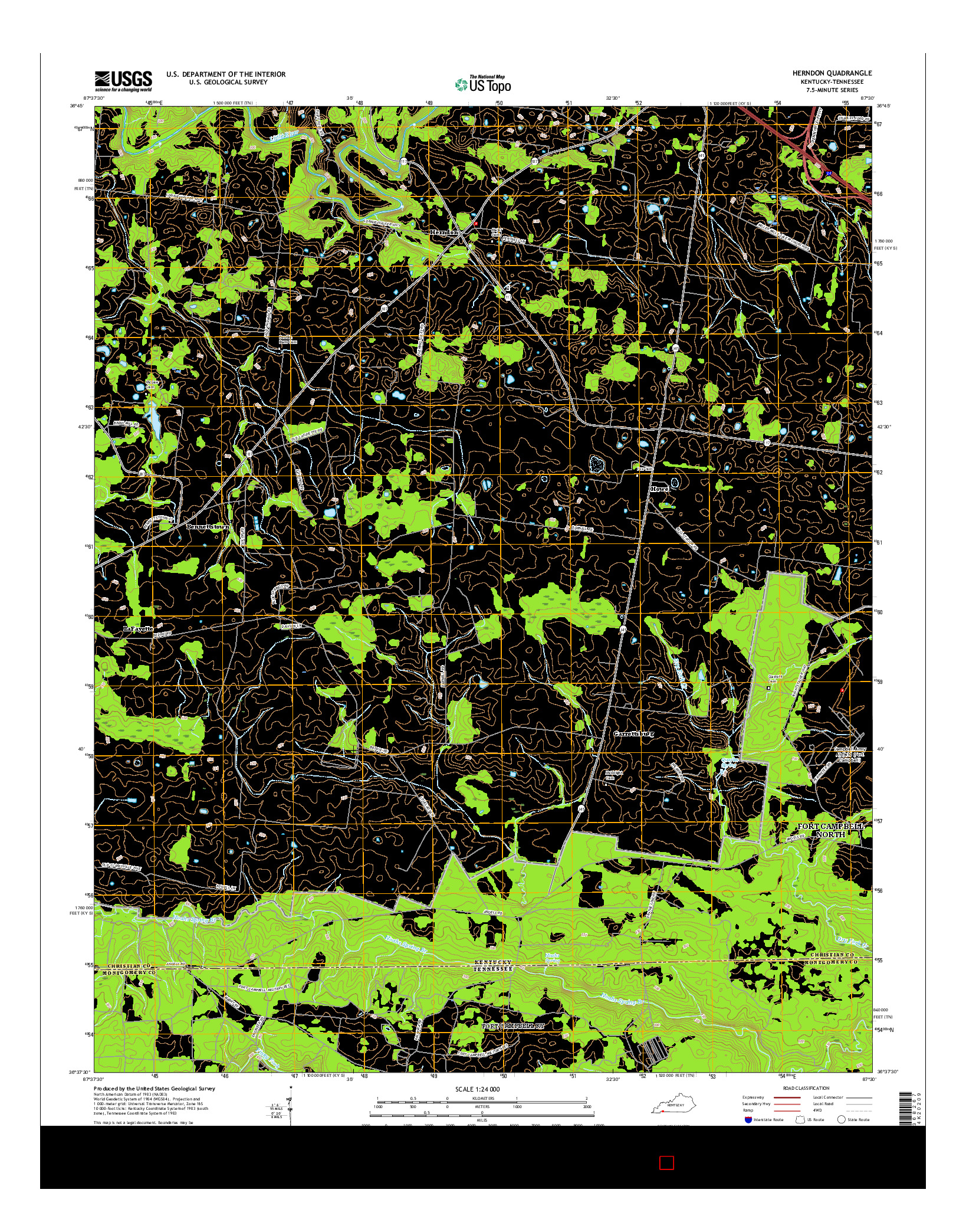 USGS US TOPO 7.5-MINUTE MAP FOR HERNDON, KY-TN 2016