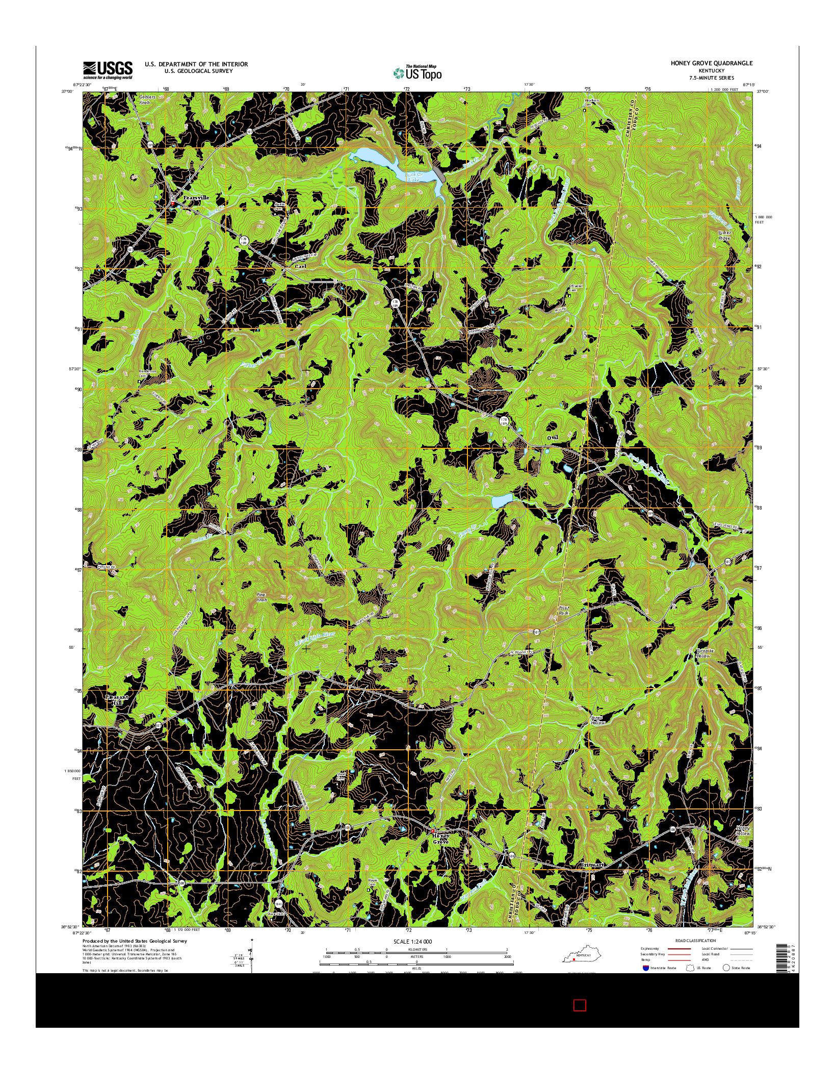 USGS US TOPO 7.5-MINUTE MAP FOR HONEY GROVE, KY 2016