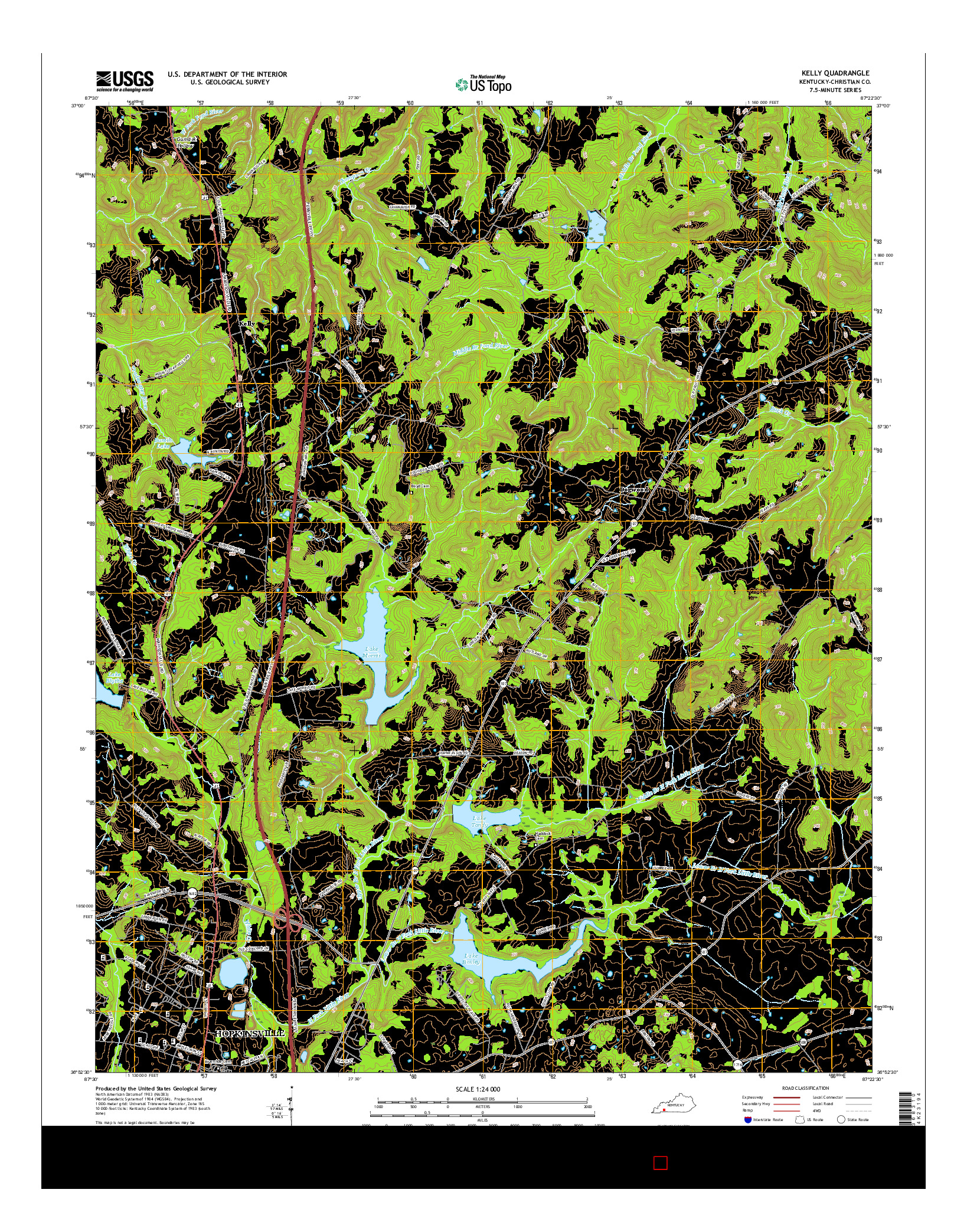 USGS US TOPO 7.5-MINUTE MAP FOR KELLY, KY 2016