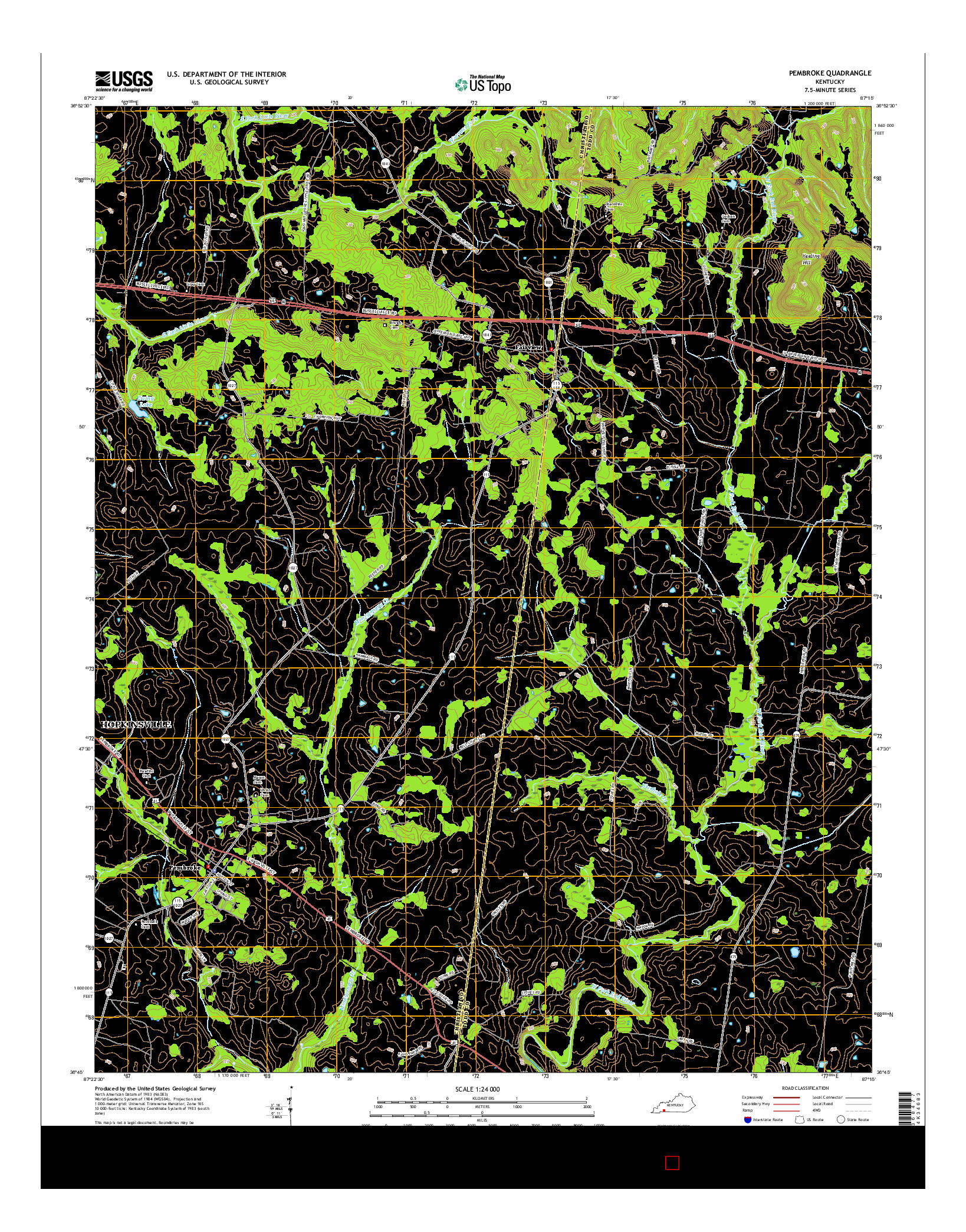 USGS US TOPO 7.5-MINUTE MAP FOR PEMBROKE, KY 2016