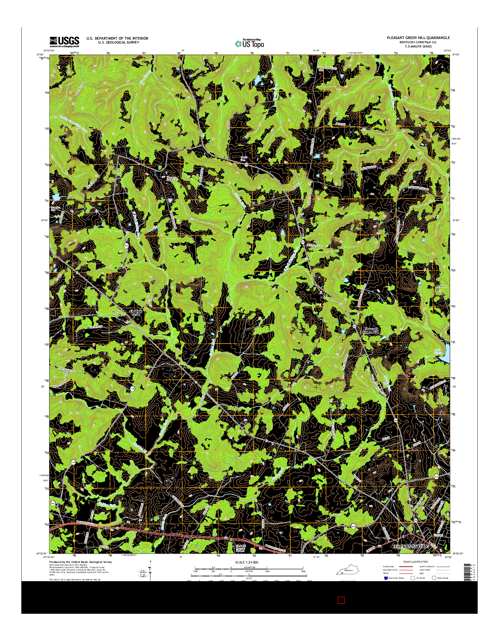 USGS US TOPO 7.5-MINUTE MAP FOR PLEASANT GREEN HILL, KY 2016