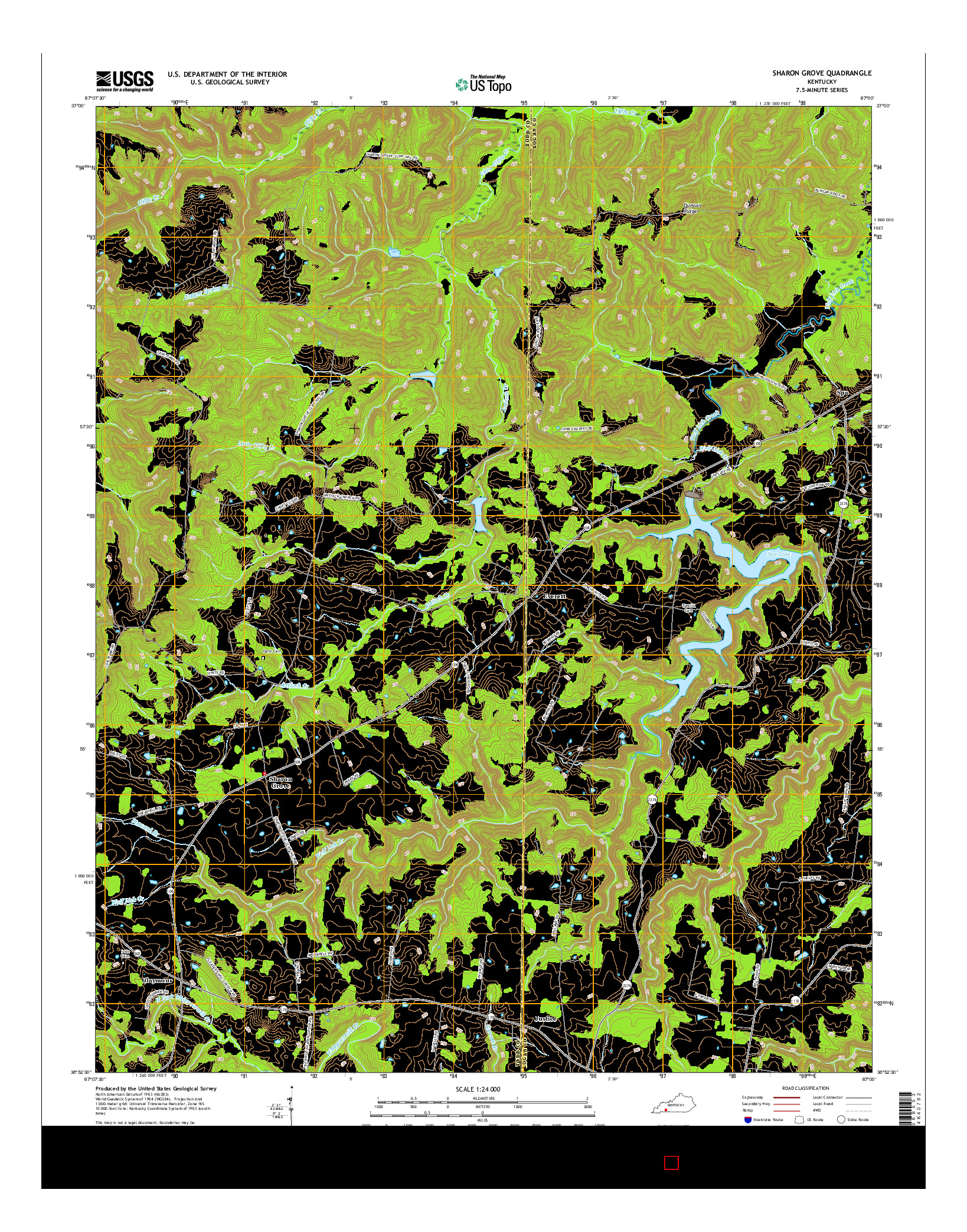 USGS US TOPO 7.5-MINUTE MAP FOR SHARON GROVE, KY 2016