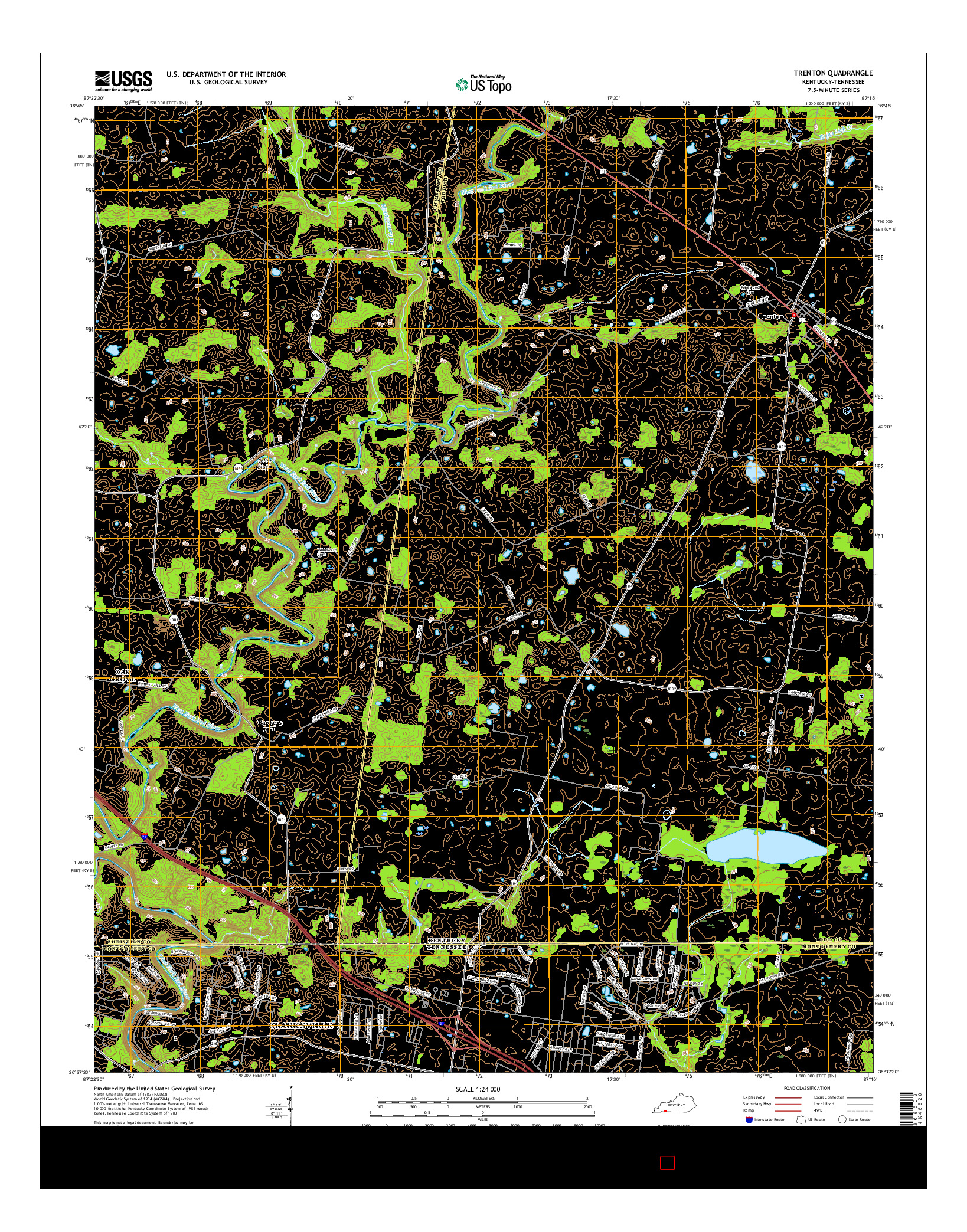 USGS US TOPO 7.5-MINUTE MAP FOR TRENTON, KY-TN 2016