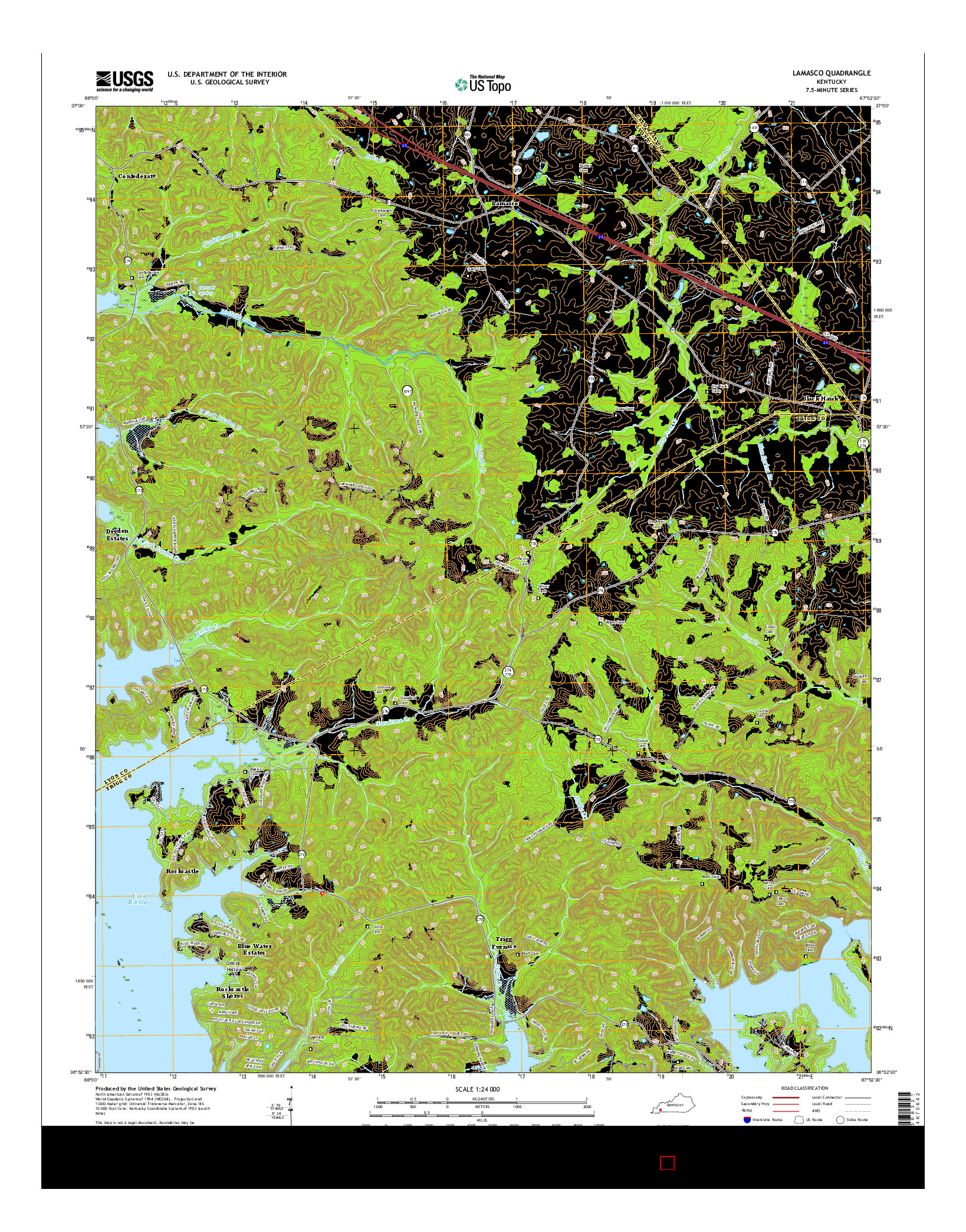 USGS US TOPO 7.5-MINUTE MAP FOR LAMASCO, KY 2016