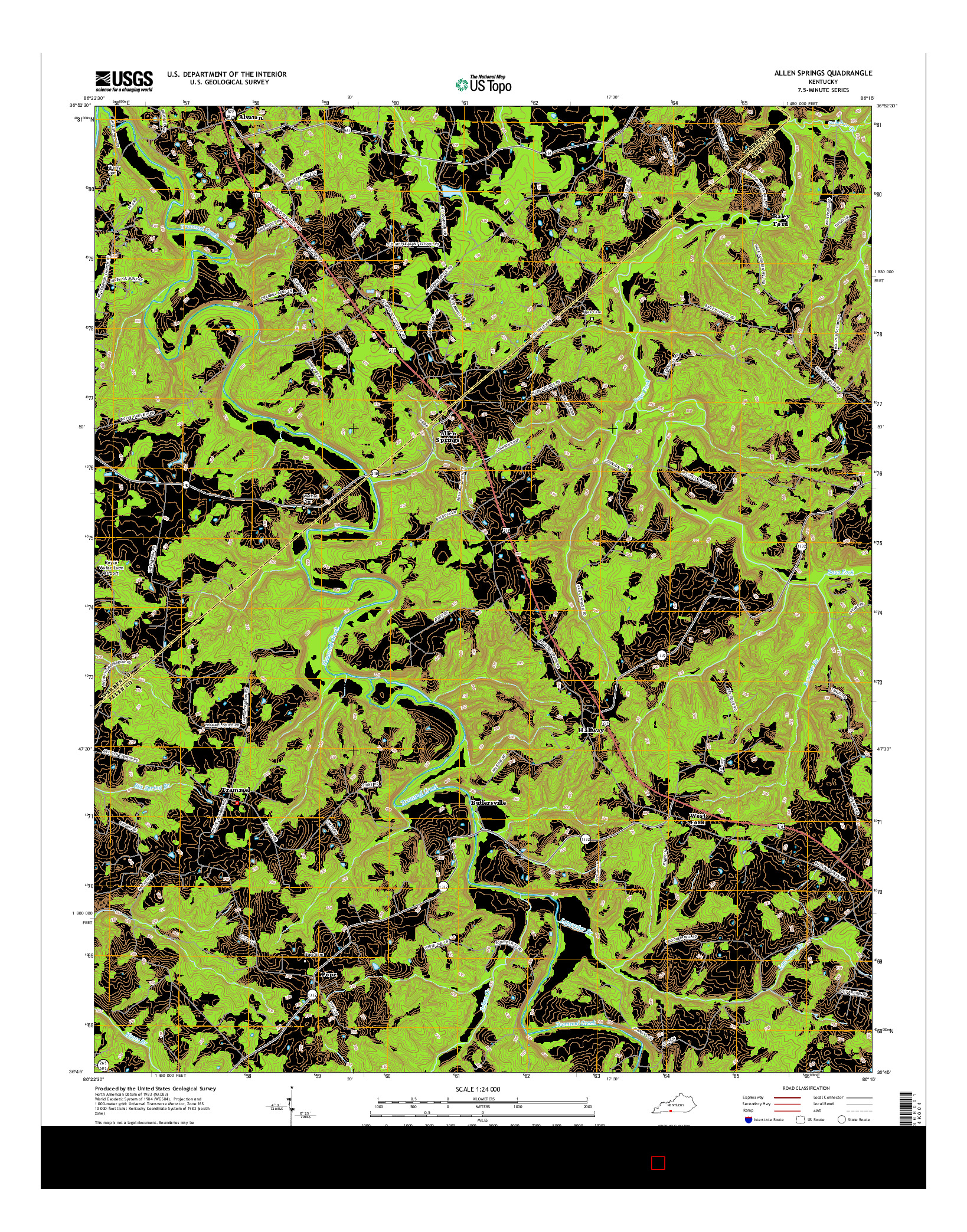 USGS US TOPO 7.5-MINUTE MAP FOR ALLEN SPRINGS, KY 2016