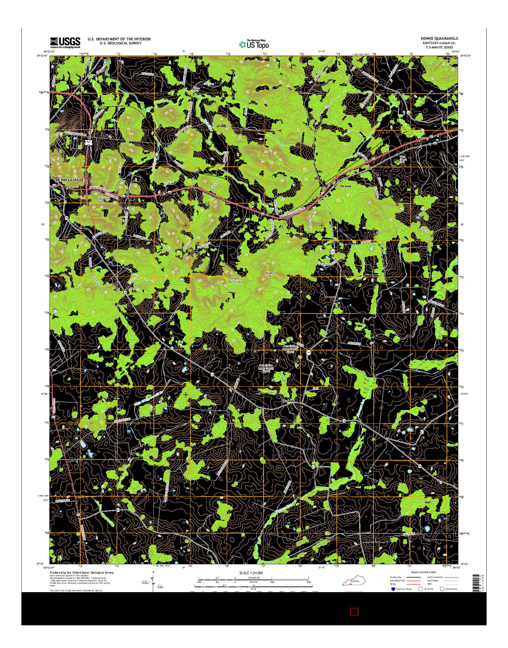 USGS US TOPO 7.5-MINUTE MAP FOR DENNIS, KY 2016