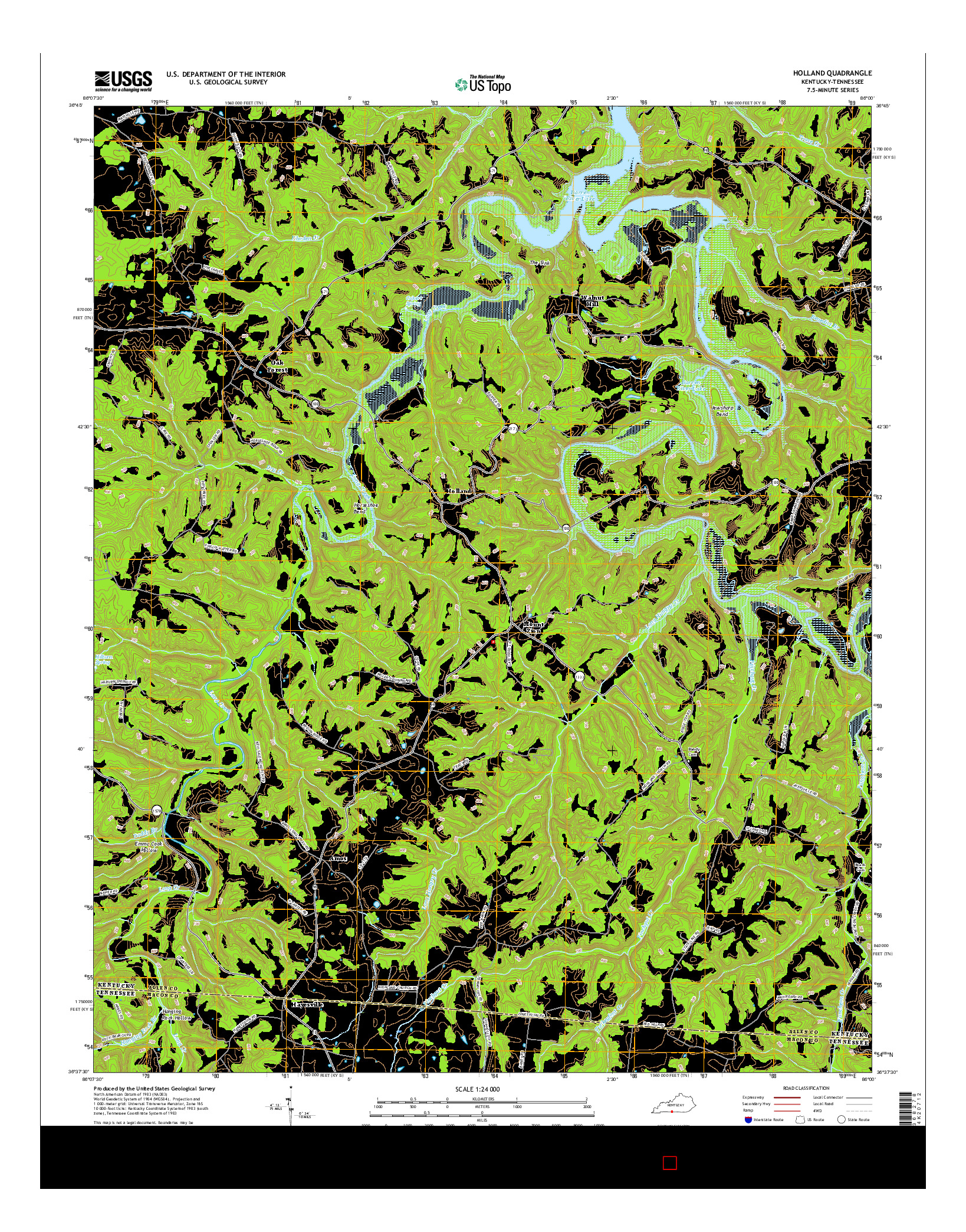 USGS US TOPO 7.5-MINUTE MAP FOR HOLLAND, KY-TN 2016