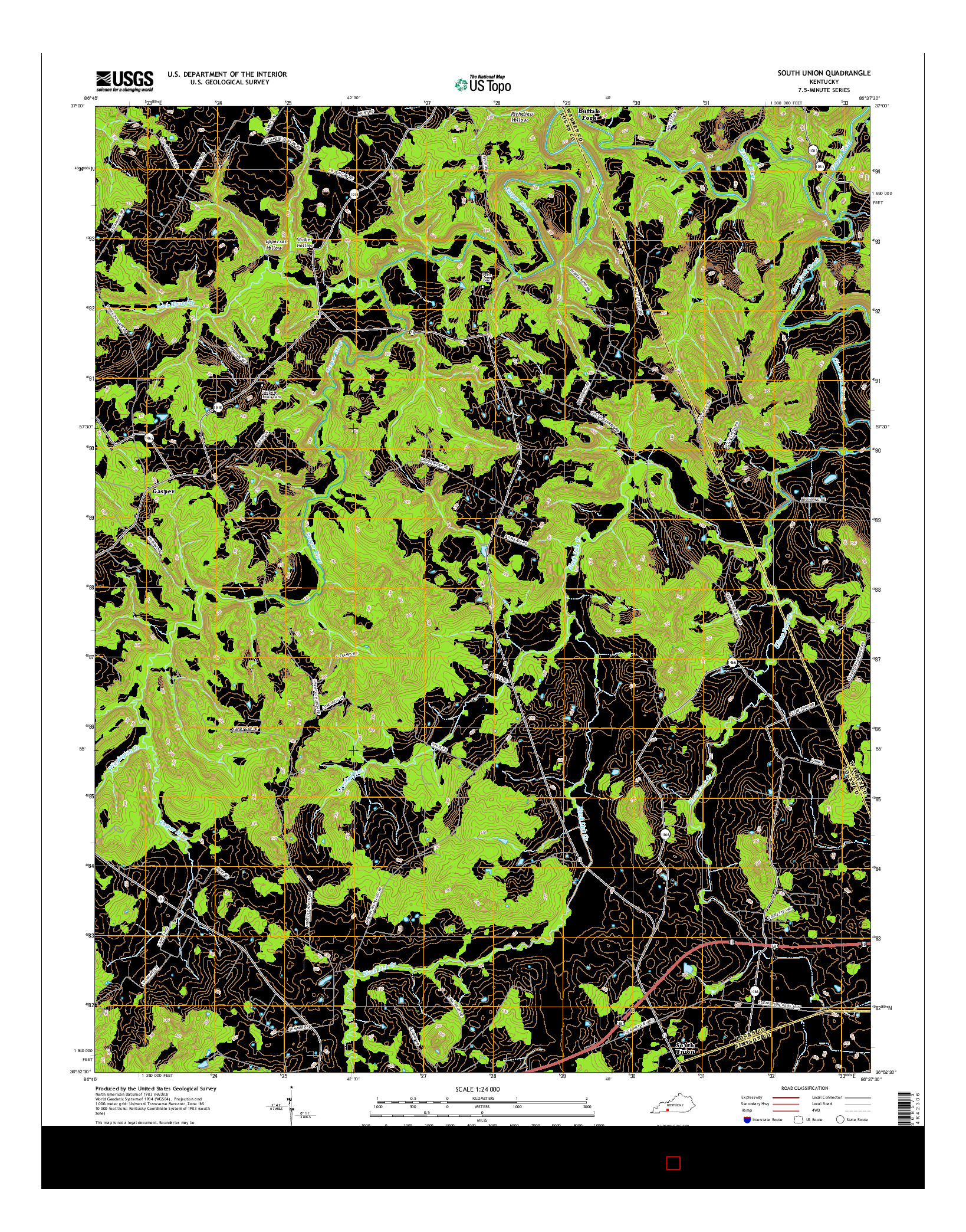 USGS US TOPO 7.5-MINUTE MAP FOR SOUTH UNION, KY 2016