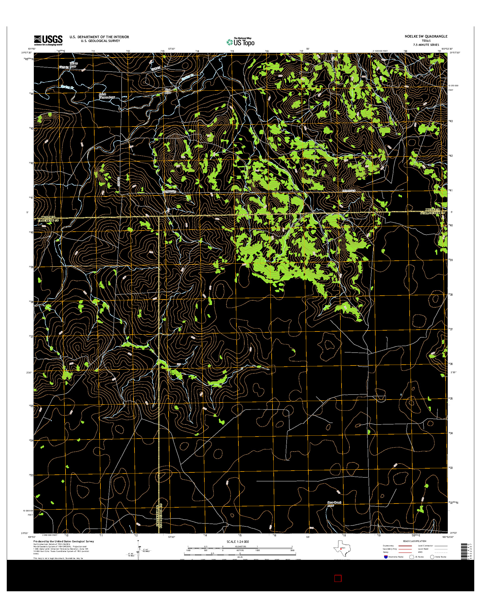 USGS US TOPO 7.5-MINUTE MAP FOR NOELKE SW, TX 2016