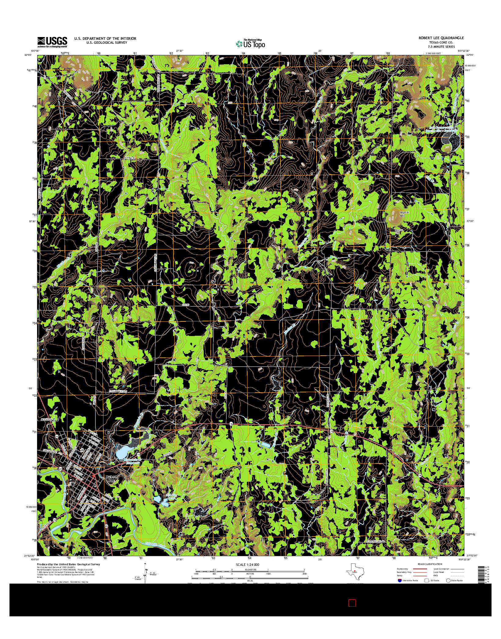 USGS US TOPO 7.5-MINUTE MAP FOR ROBERT LEE, TX 2016