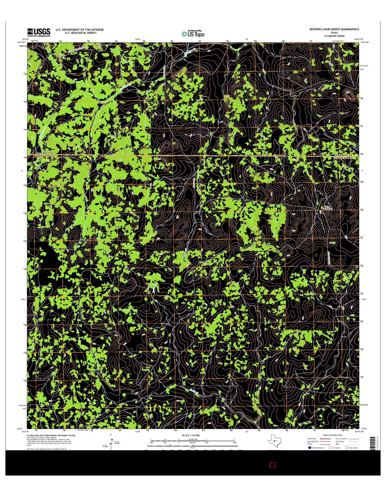 USGS US TOPO 7.5-MINUTE MAP FOR ROCKING CHAIR RANCH, TX 2016