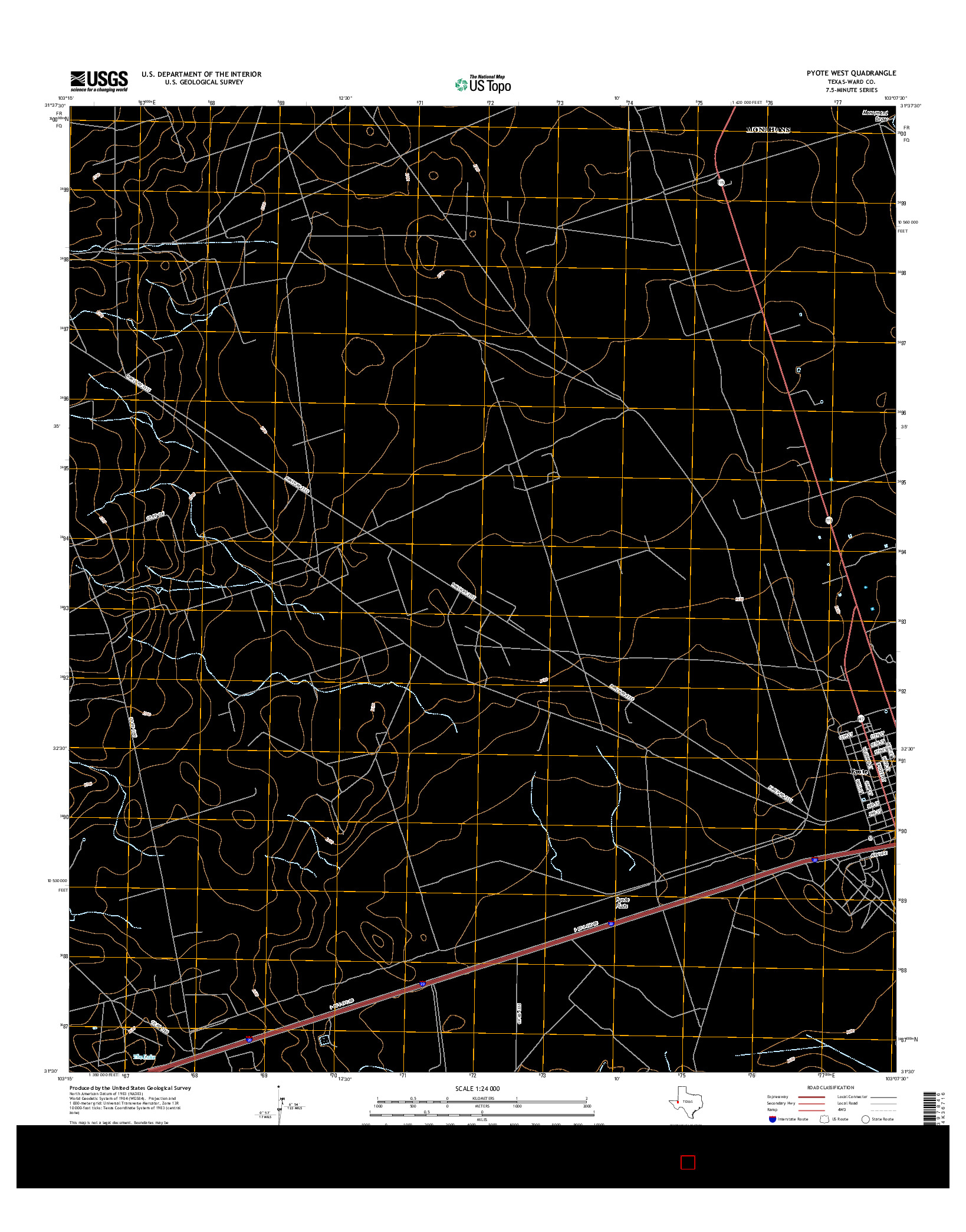 USGS US TOPO 7.5-MINUTE MAP FOR PYOTE WEST, TX 2016