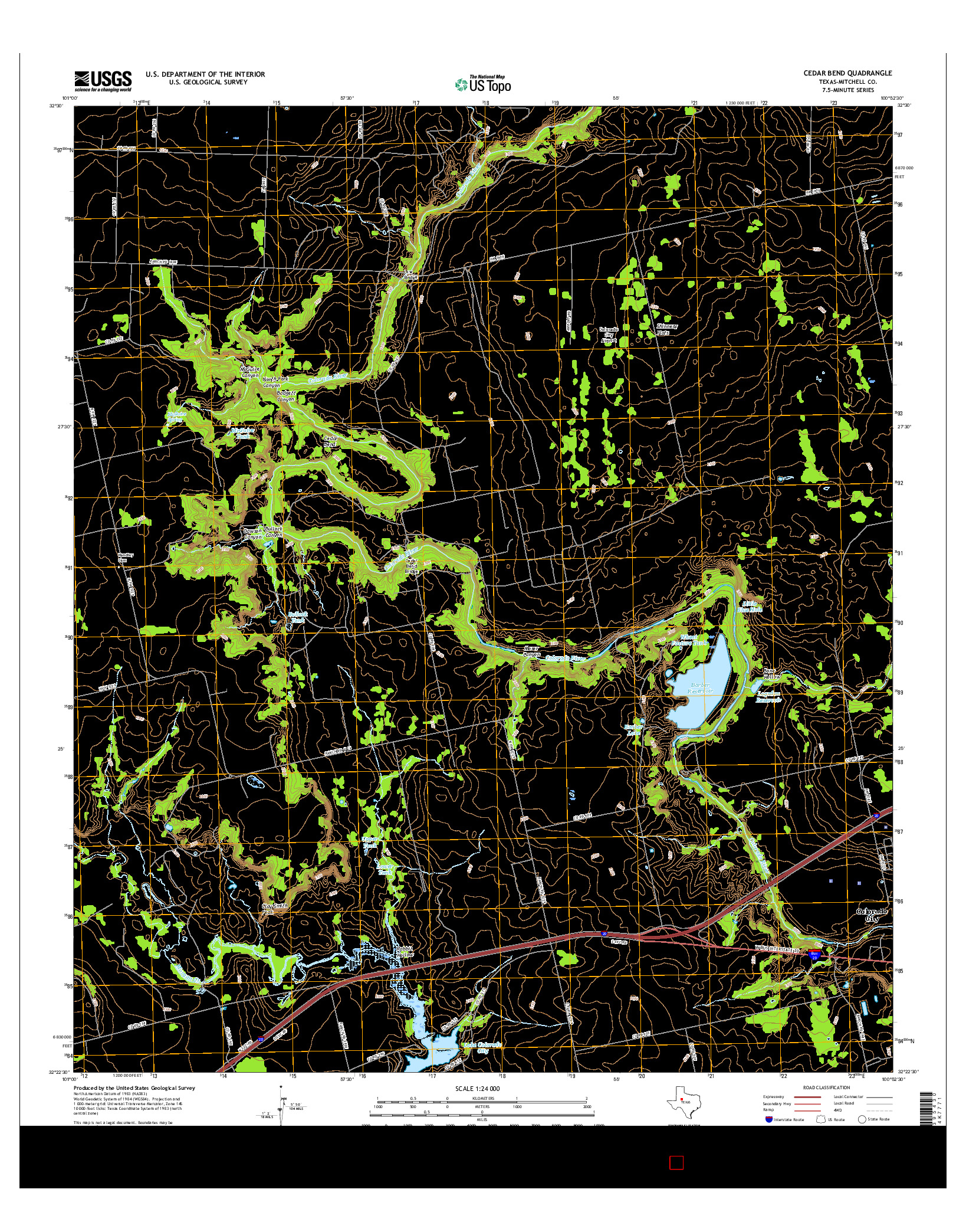 USGS US TOPO 7.5-MINUTE MAP FOR CEDAR BEND, TX 2016