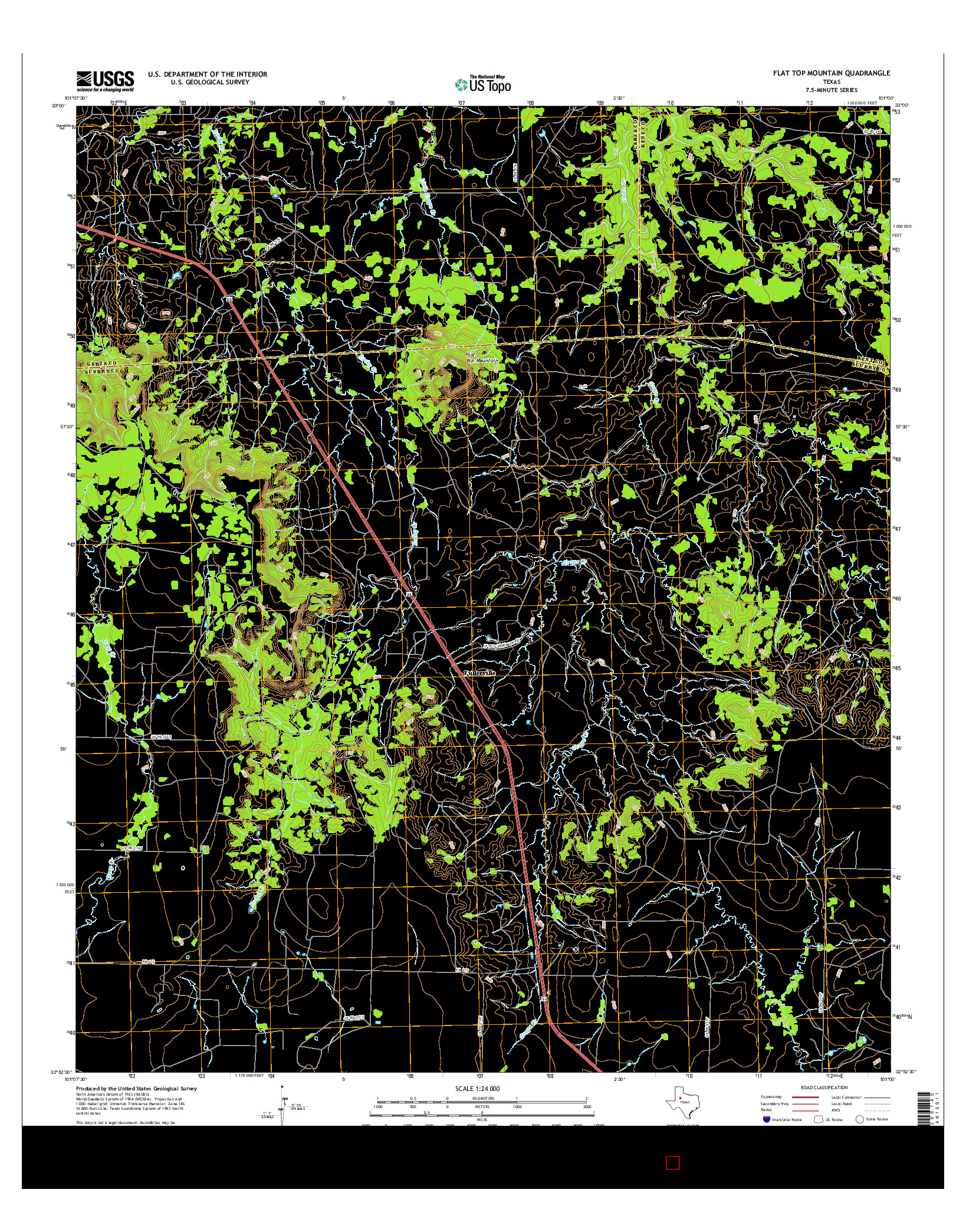 USGS US TOPO 7.5-MINUTE MAP FOR FLAT TOP MOUNTAIN, TX 2016