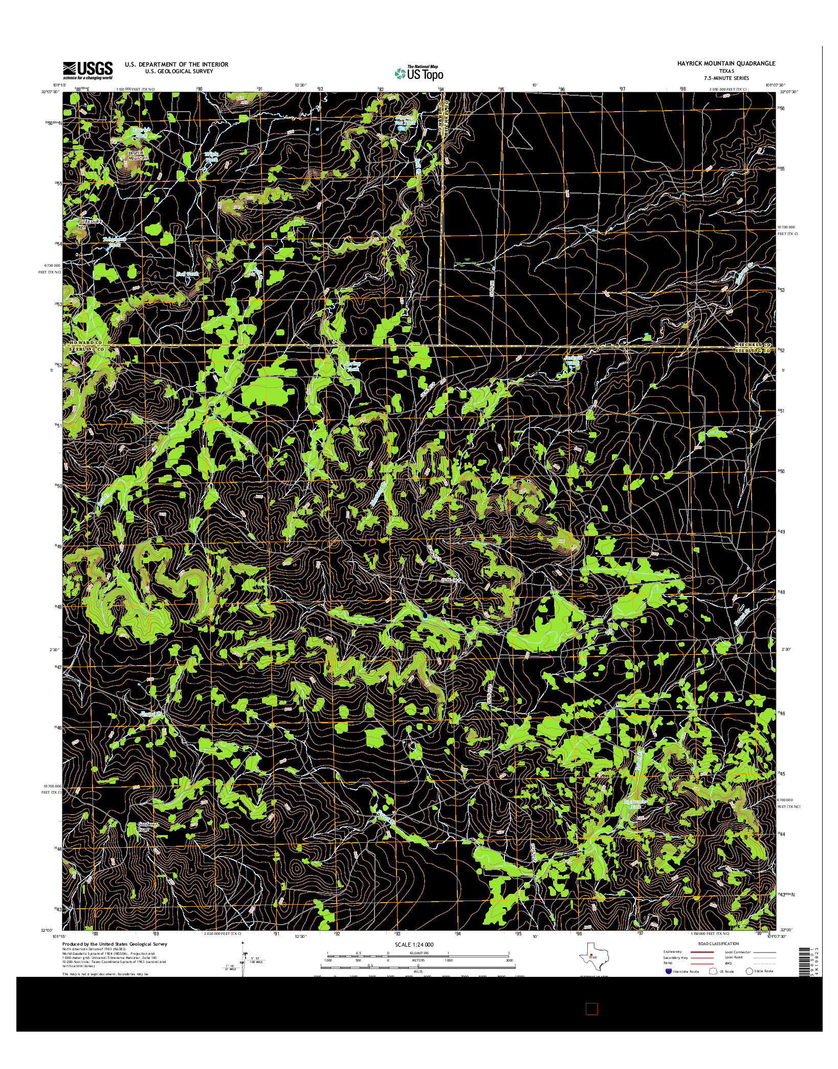 USGS US TOPO 7.5-MINUTE MAP FOR HAYRICK MOUNTAIN, TX 2016