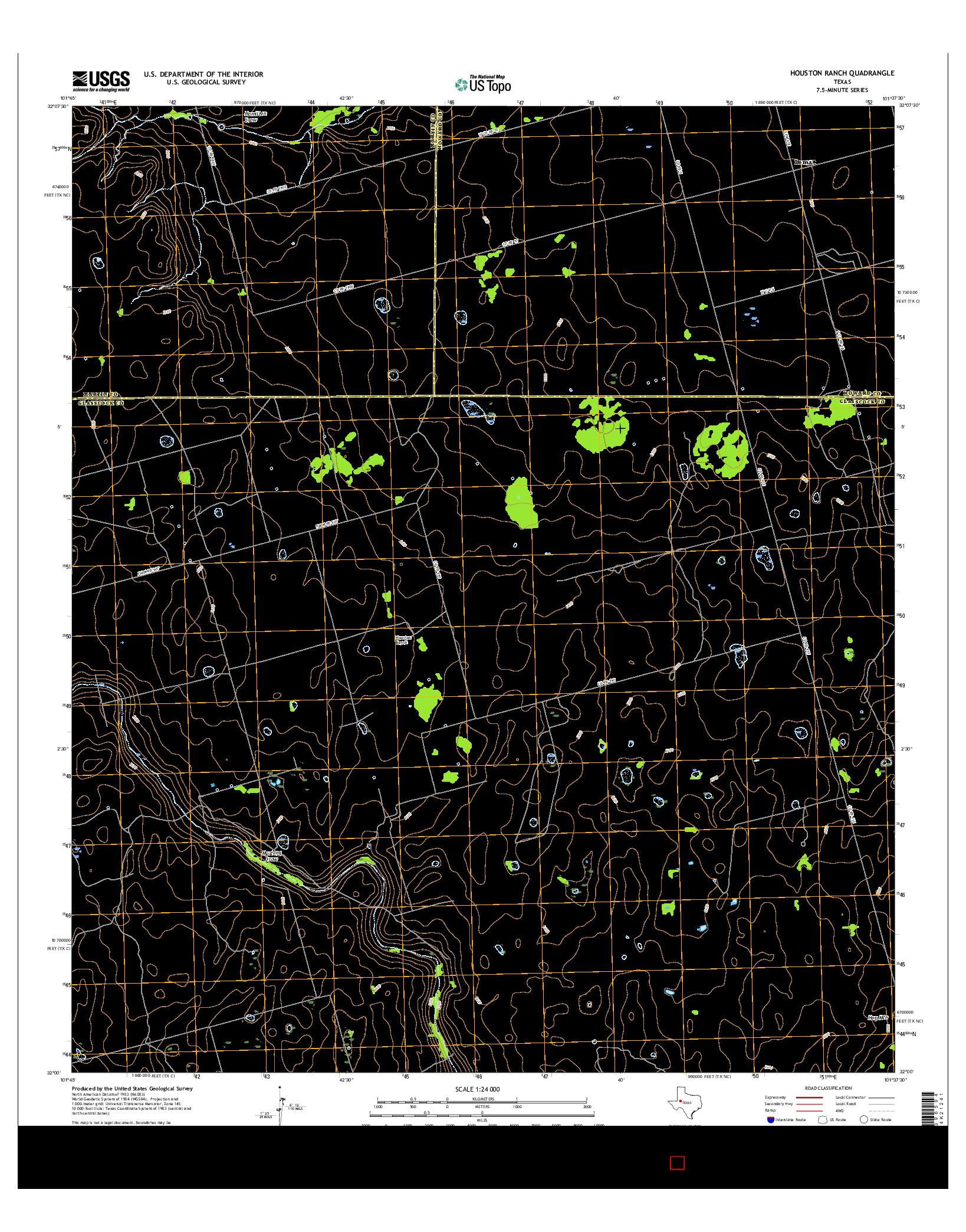 USGS US TOPO 7.5-MINUTE MAP FOR HOUSTON RANCH, TX 2016