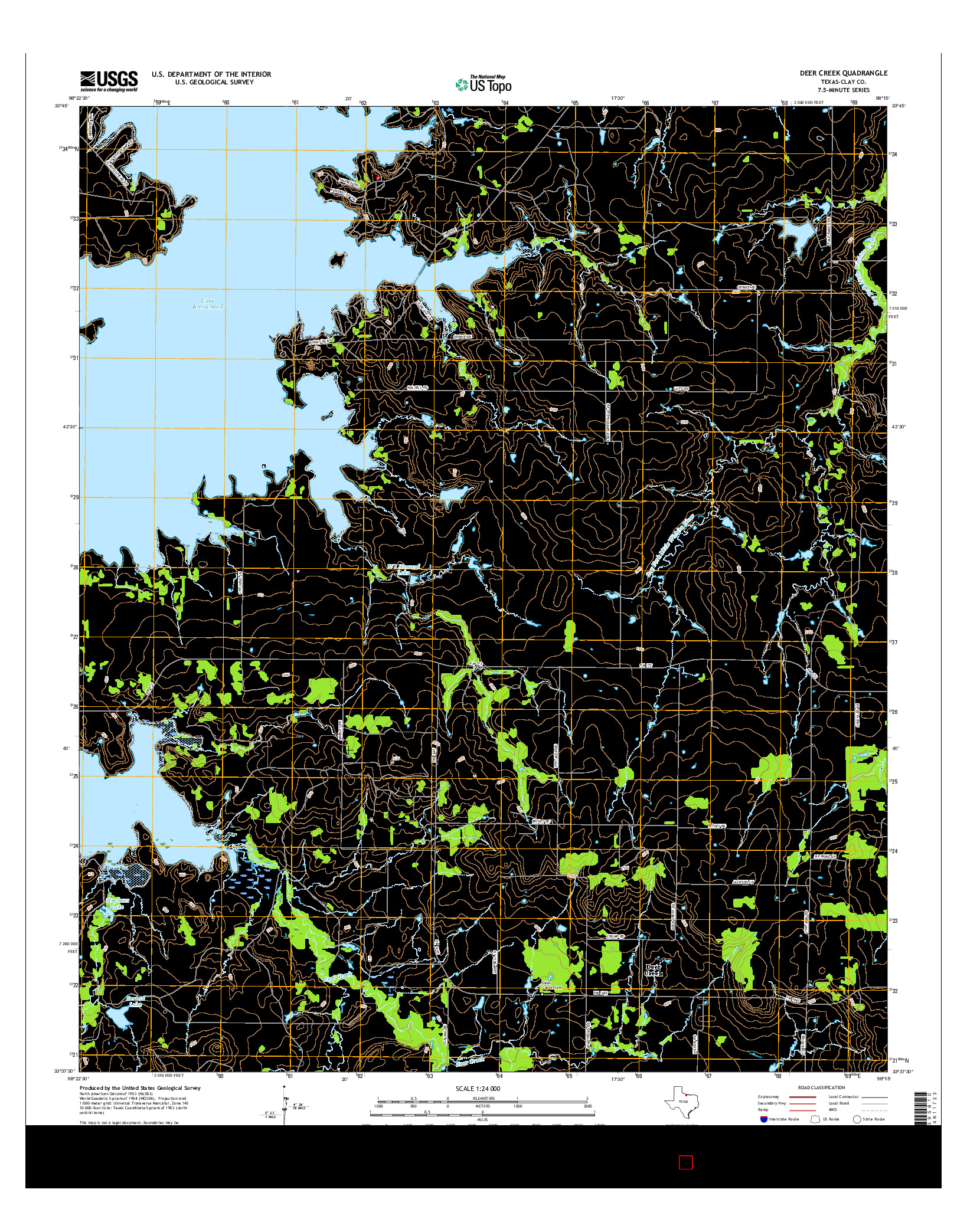 USGS US TOPO 7.5-MINUTE MAP FOR DEER CREEK, TX 2016