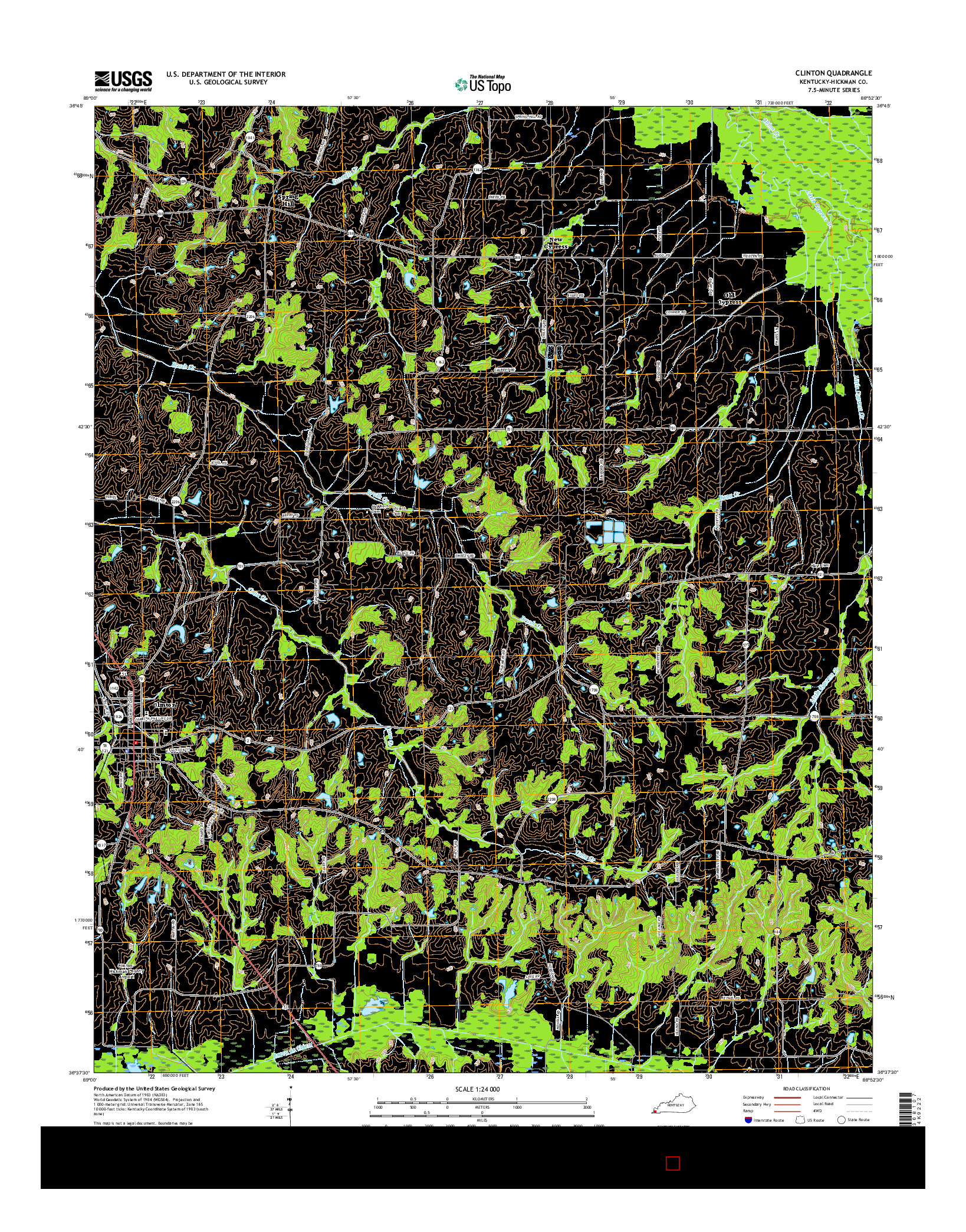 USGS US TOPO 7.5-MINUTE MAP FOR CLINTON, KY 2016