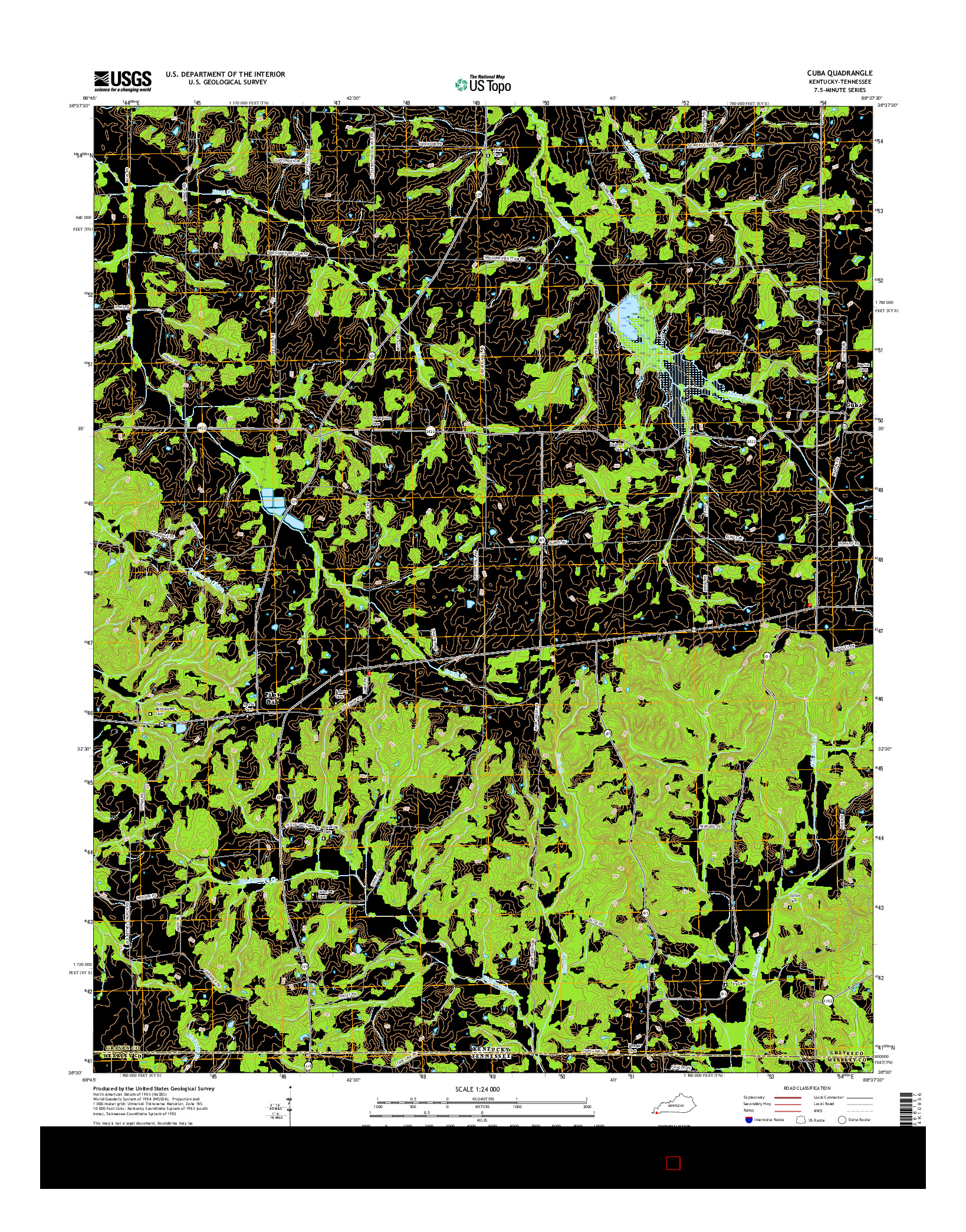 USGS US TOPO 7.5-MINUTE MAP FOR CUBA, KY-TN 2016