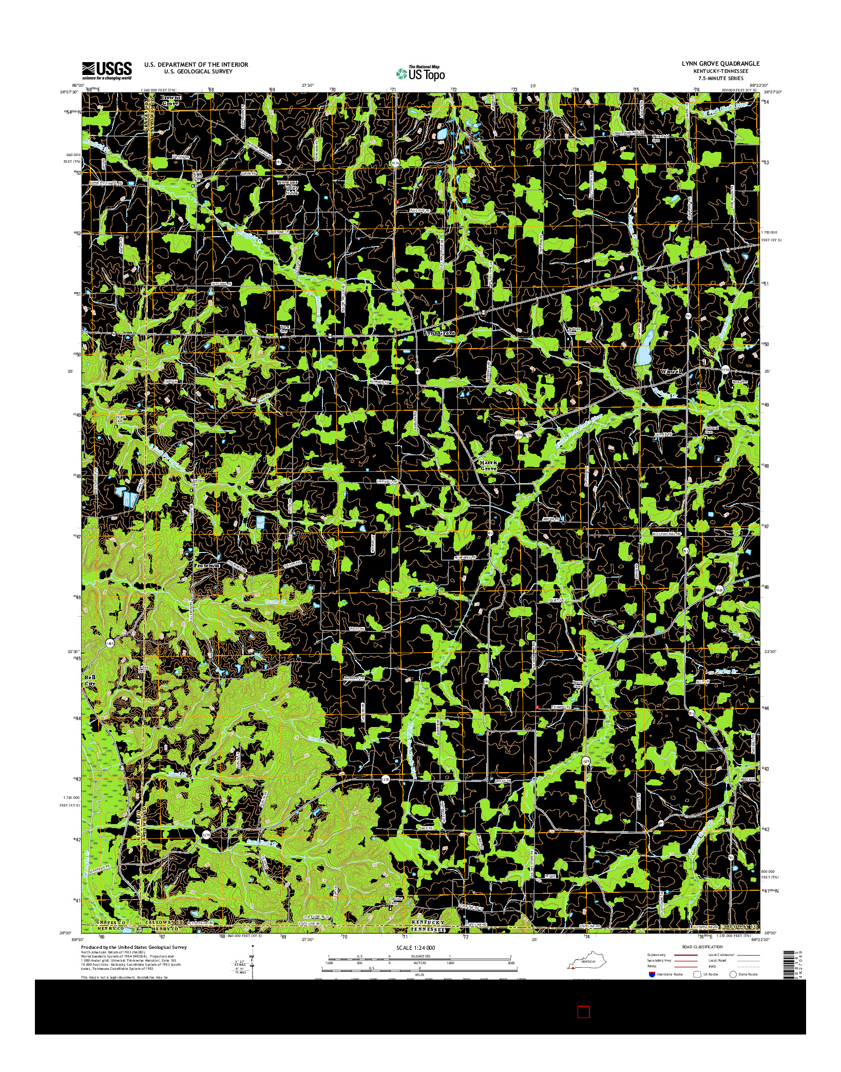 USGS US TOPO 7.5-MINUTE MAP FOR LYNN GROVE, KY-TN 2016