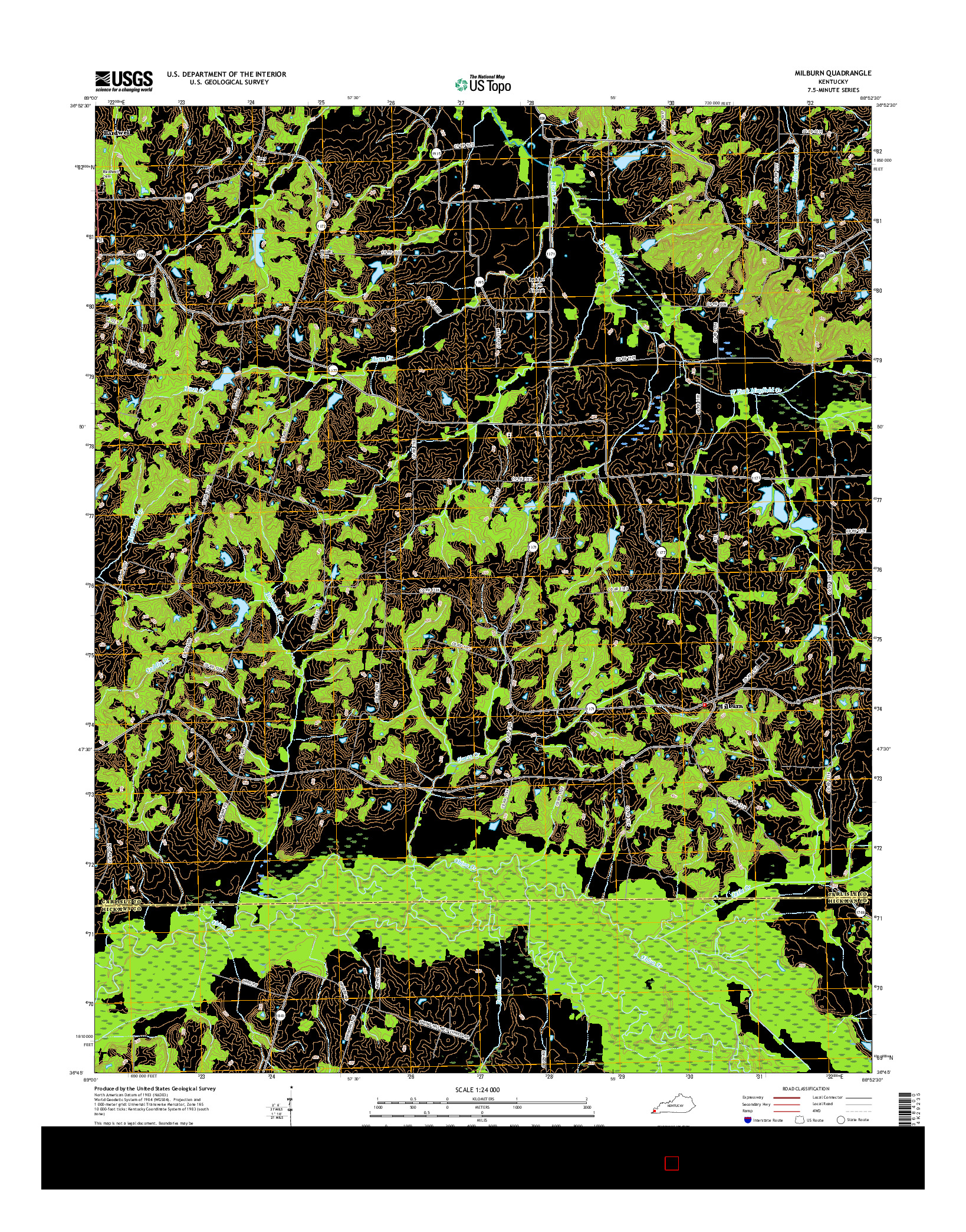 USGS US TOPO 7.5-MINUTE MAP FOR MILBURN, KY 2016