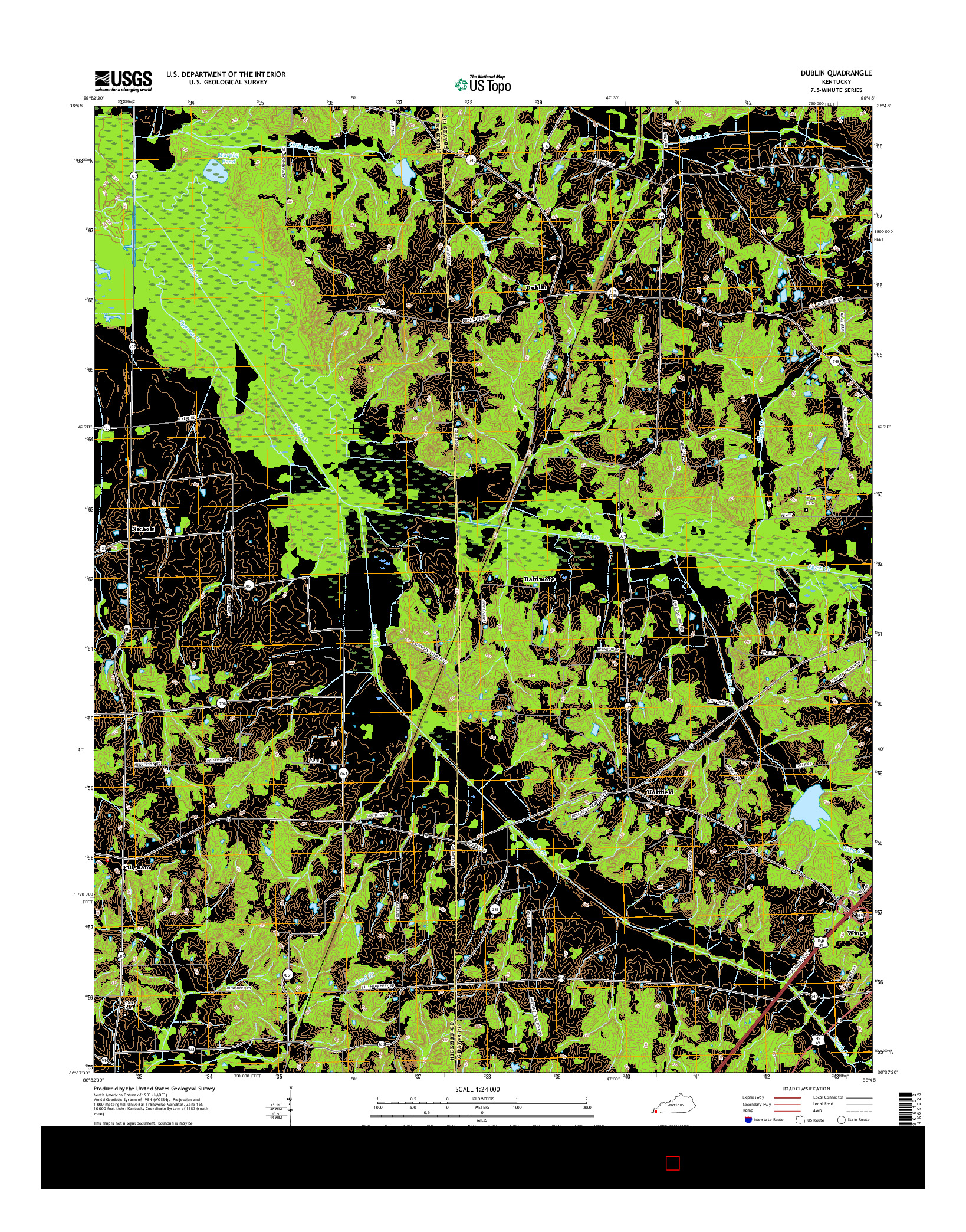 USGS US TOPO 7.5-MINUTE MAP FOR DUBLIN, KY 2016