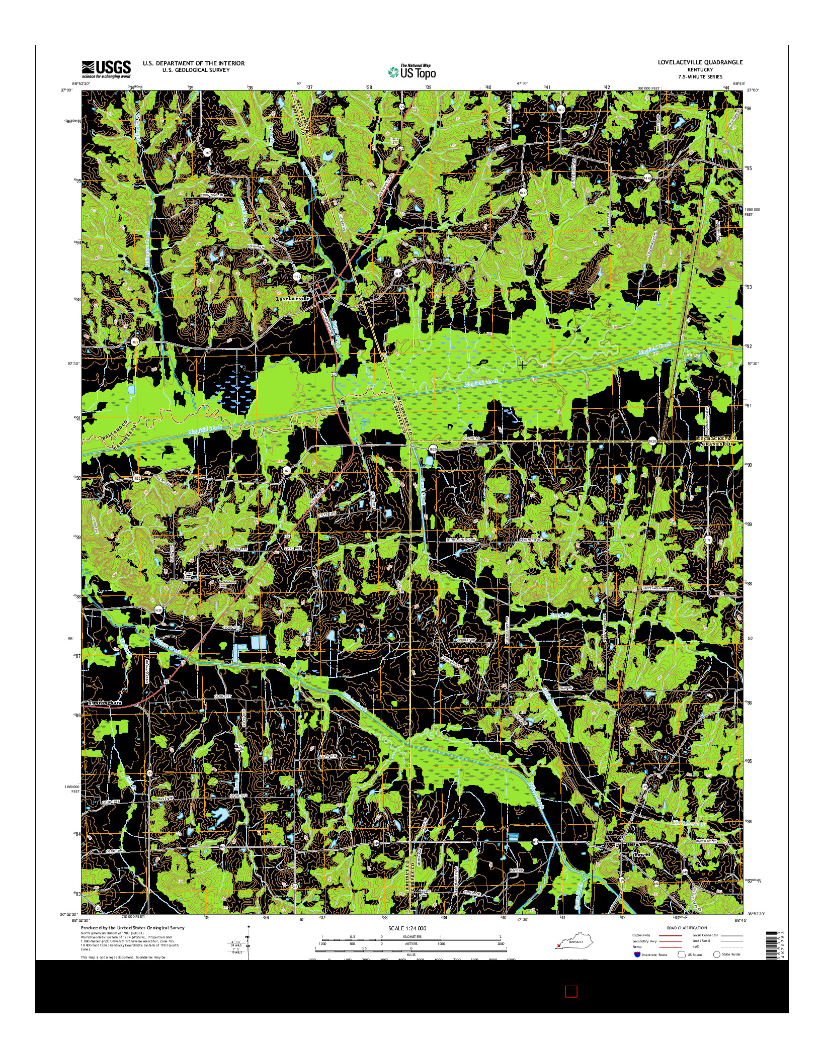 USGS US TOPO 7.5-MINUTE MAP FOR LOVELACEVILLE, KY 2016