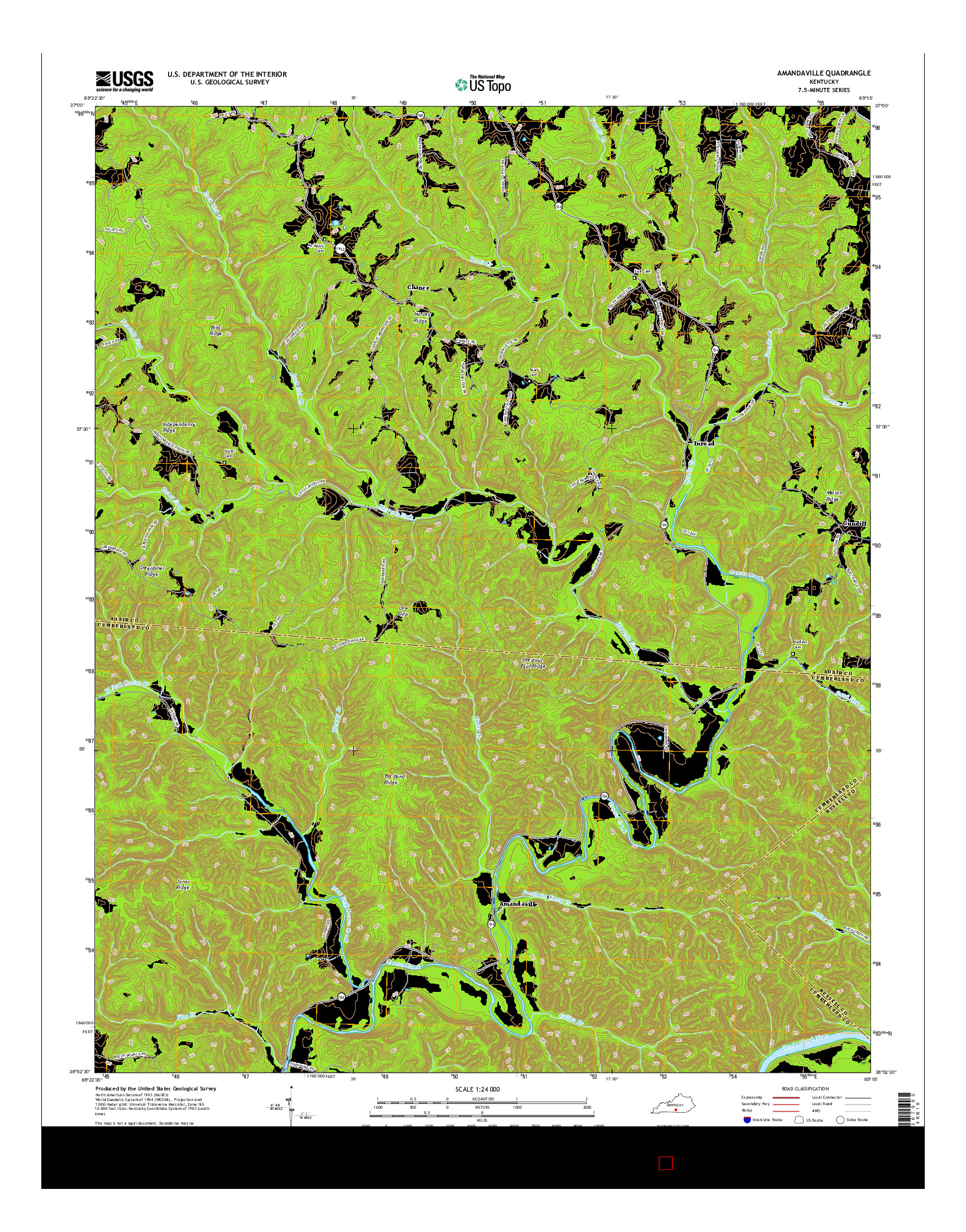 USGS US TOPO 7.5-MINUTE MAP FOR AMANDAVILLE, KY 2016