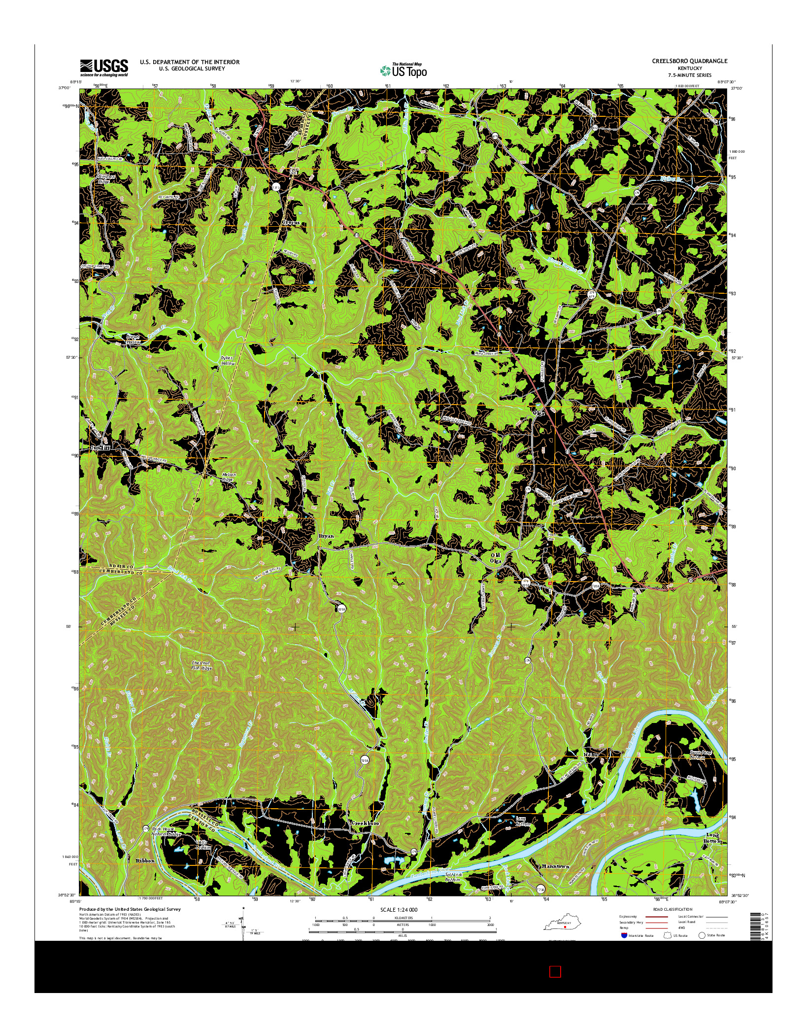 USGS US TOPO 7.5-MINUTE MAP FOR CREELSBORO, KY 2016