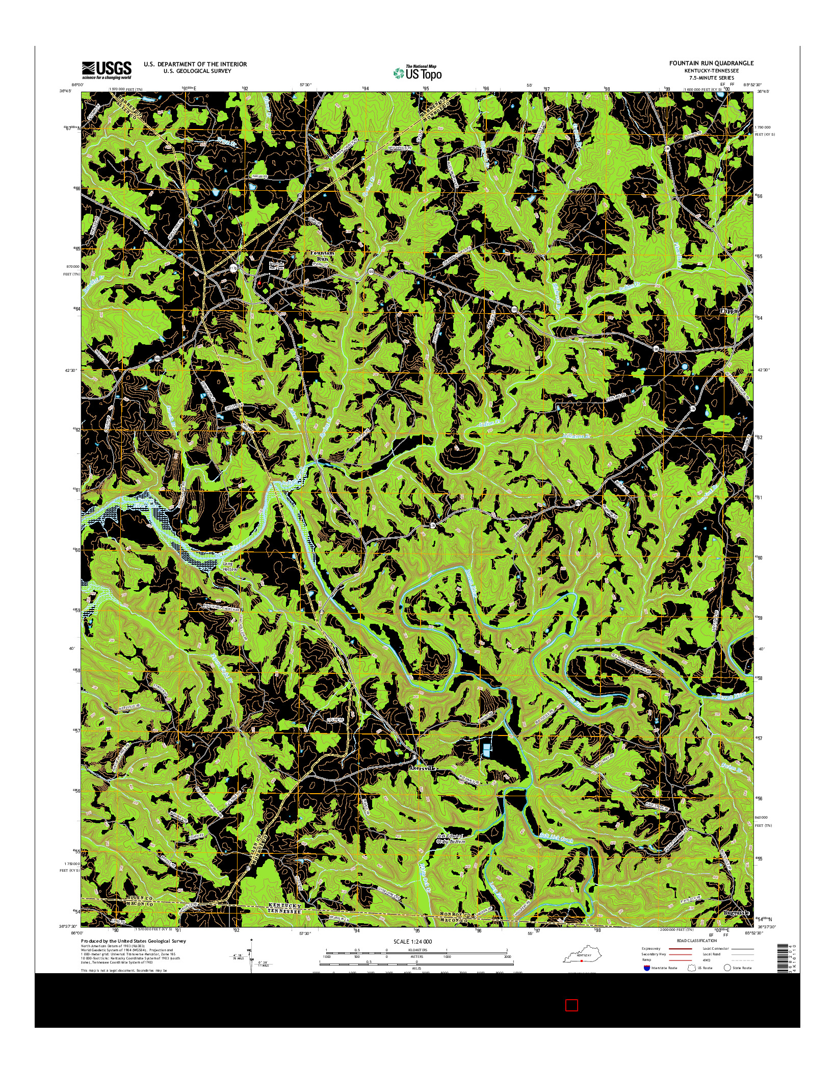 USGS US TOPO 7.5-MINUTE MAP FOR FOUNTAIN RUN, KY-TN 2016