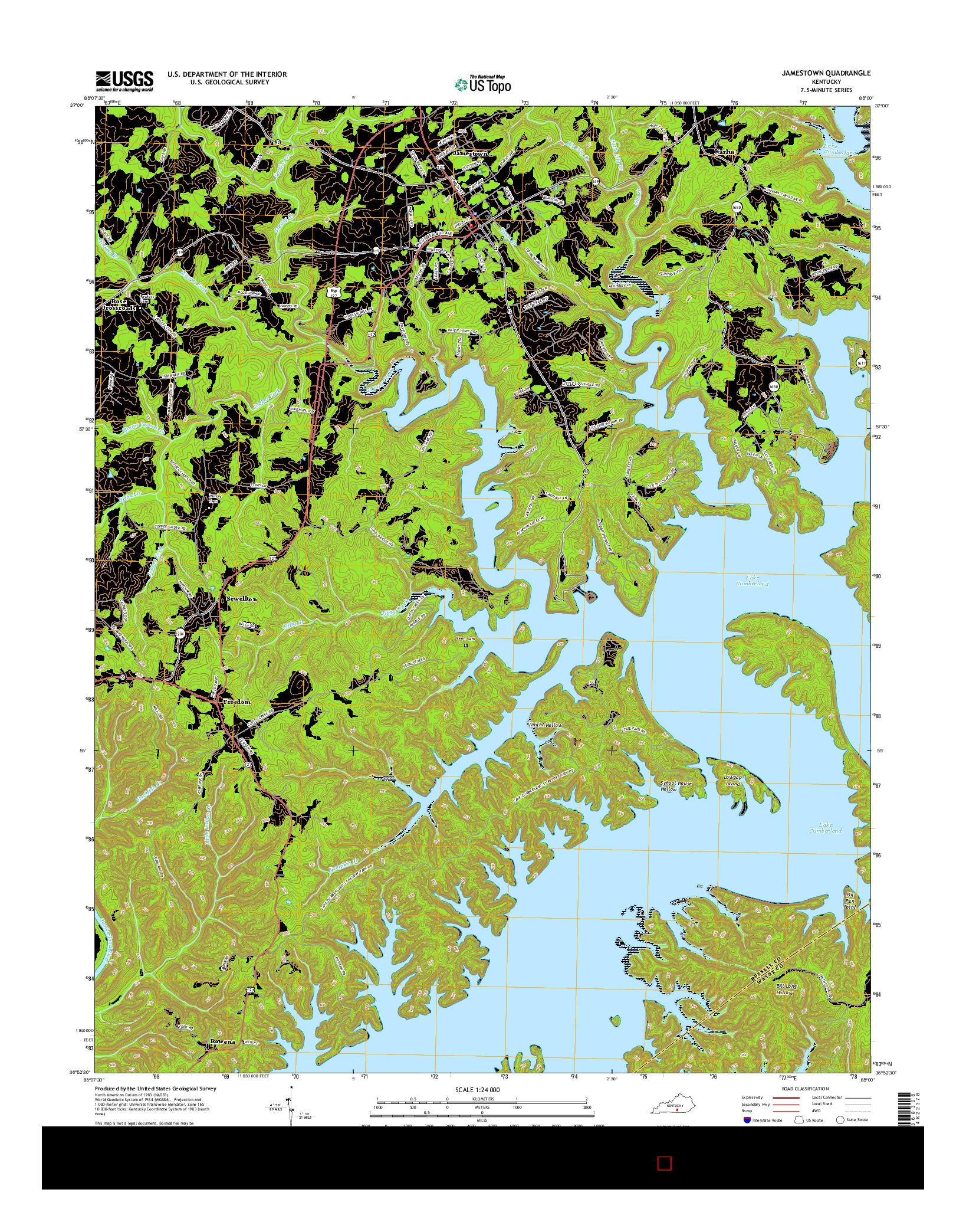 USGS US TOPO 7.5-MINUTE MAP FOR JAMESTOWN, KY 2016
