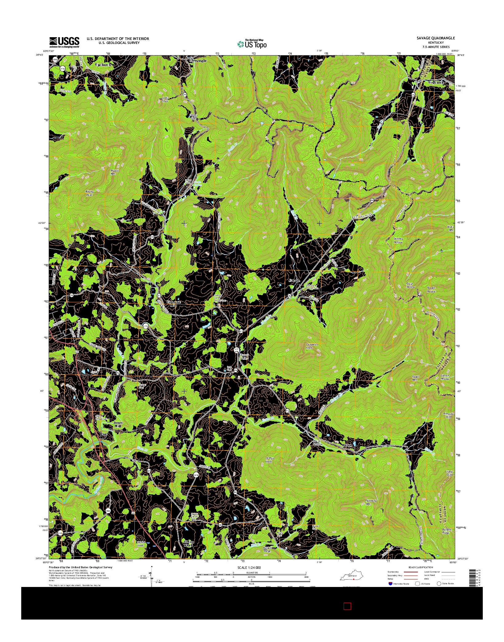 USGS US TOPO 7.5-MINUTE MAP FOR SAVAGE, KY 2016