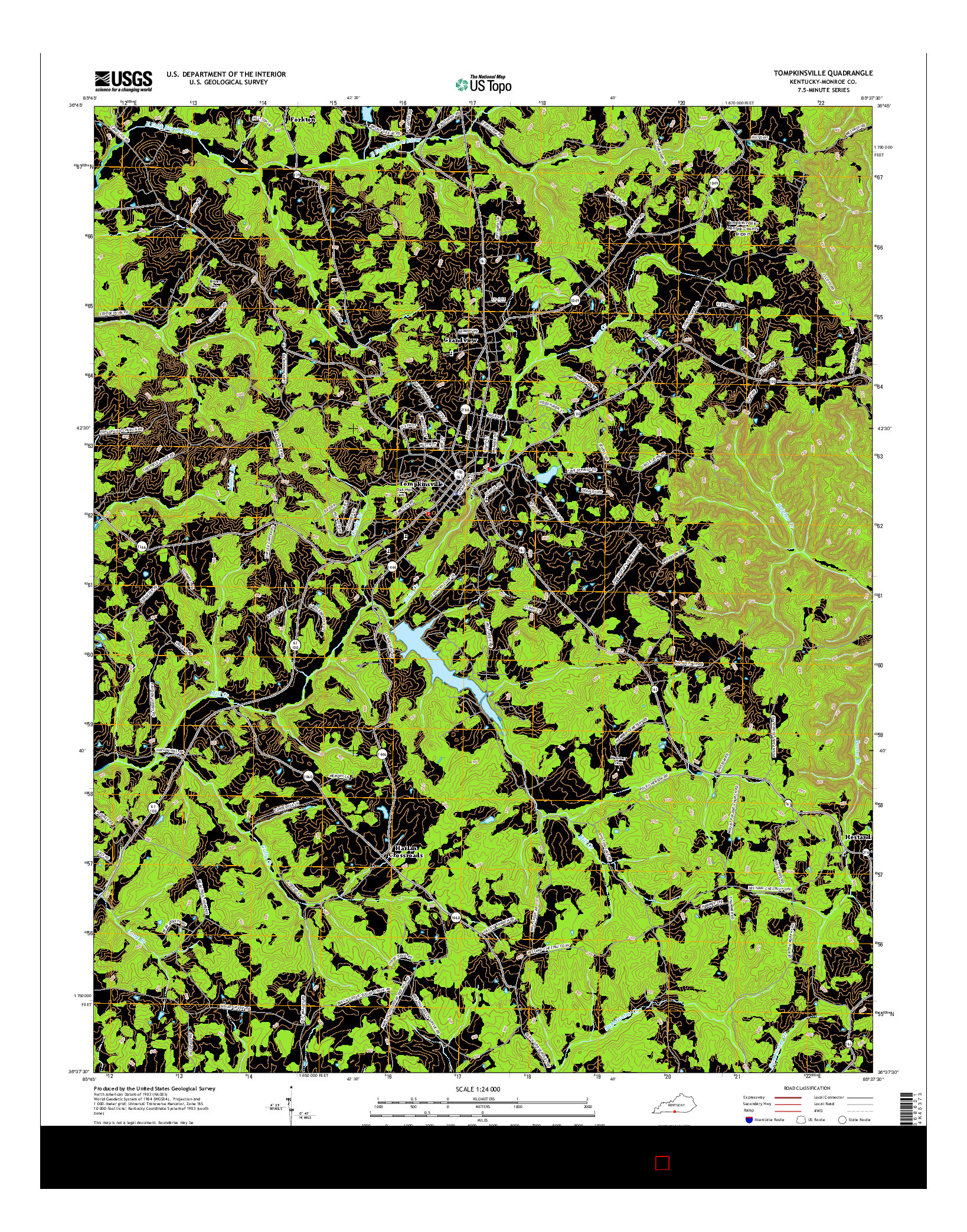 USGS US TOPO 7.5-MINUTE MAP FOR TOMPKINSVILLE, KY 2016