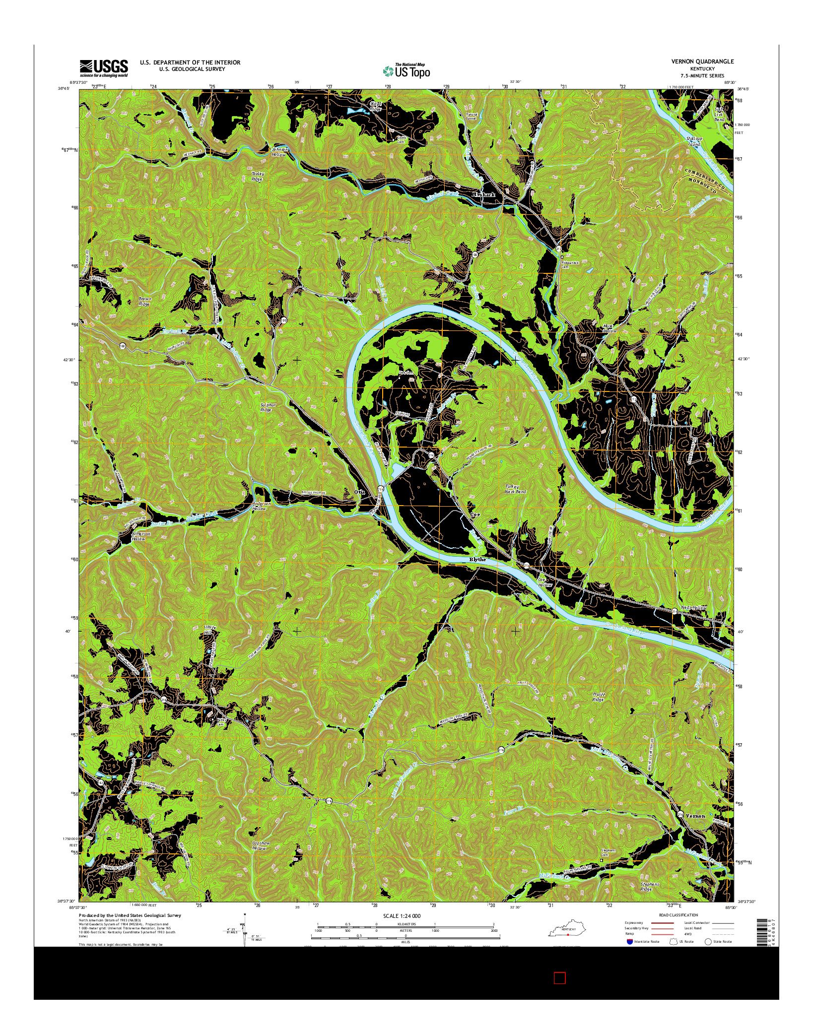 USGS US TOPO 7.5-MINUTE MAP FOR VERNON, KY 2016