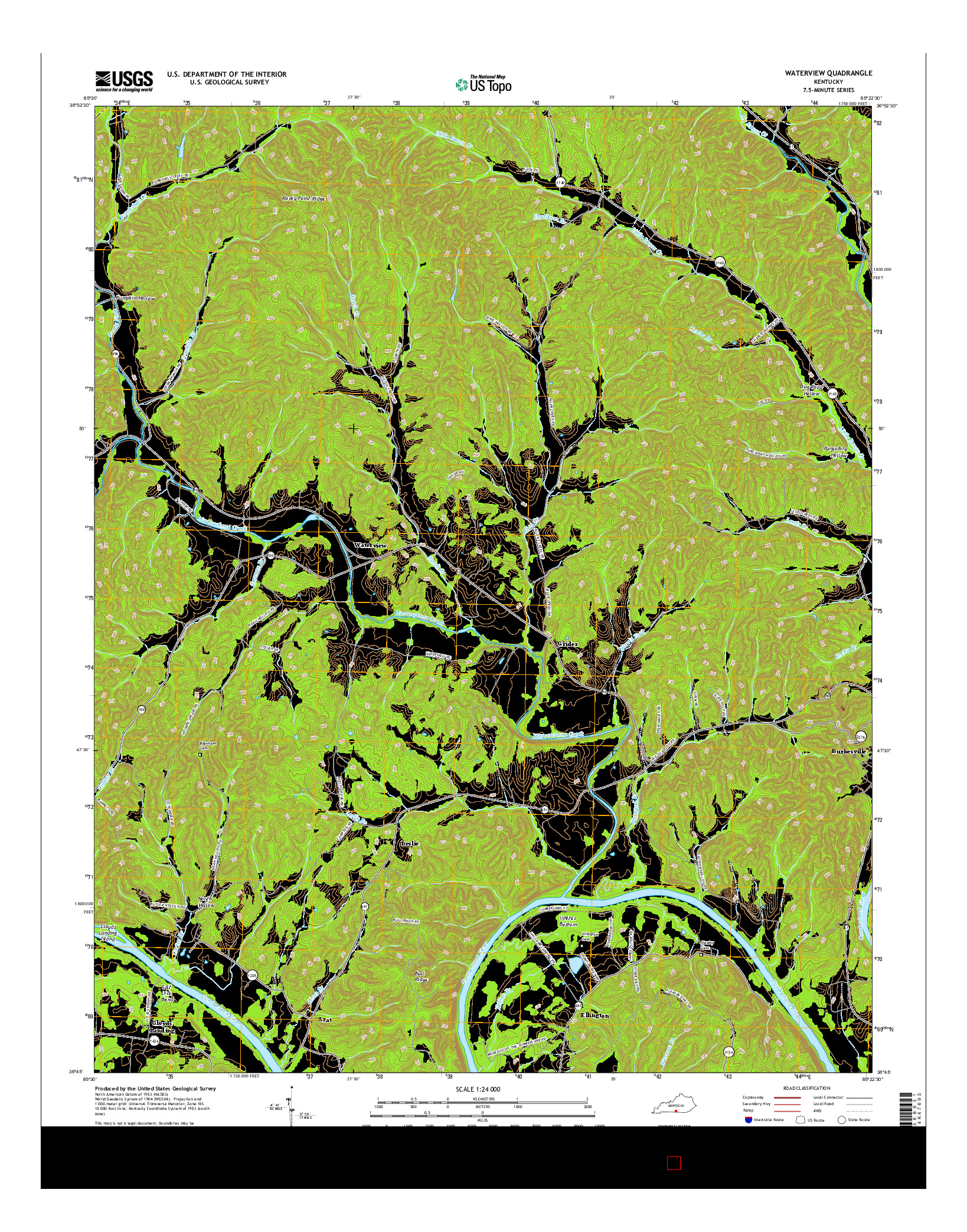 USGS US TOPO 7.5-MINUTE MAP FOR WATERVIEW, KY 2016