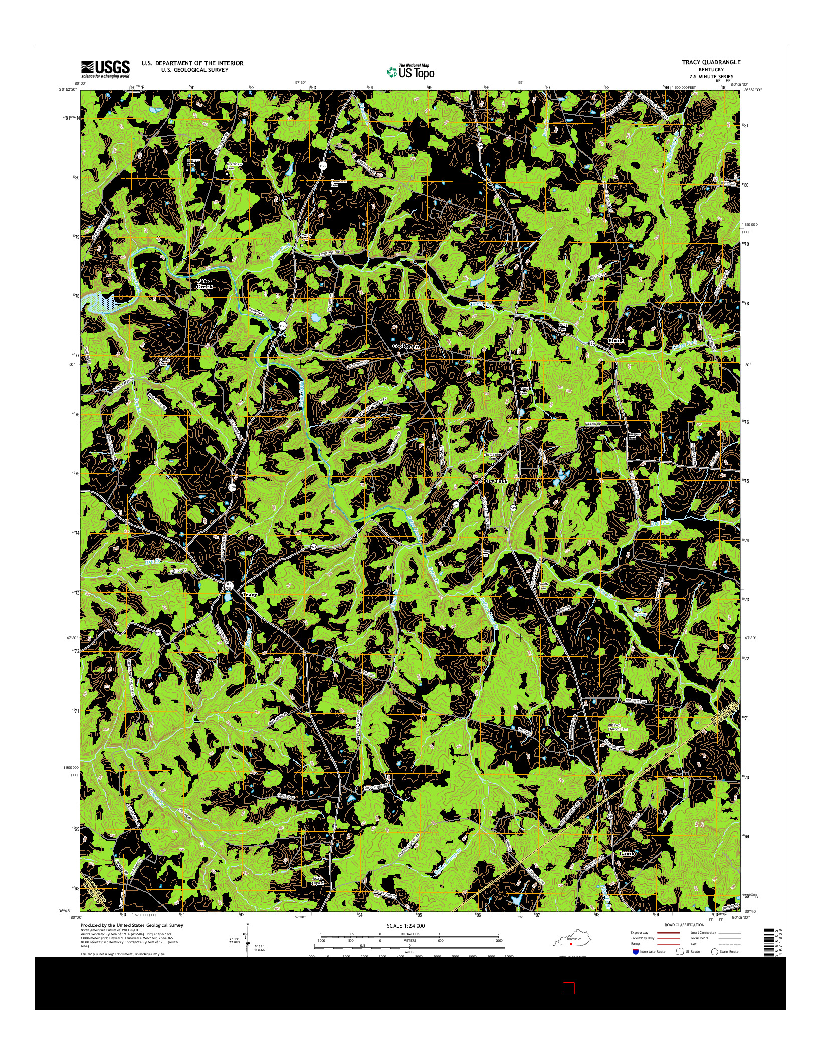 USGS US TOPO 7.5-MINUTE MAP FOR TRACY, KY 2016