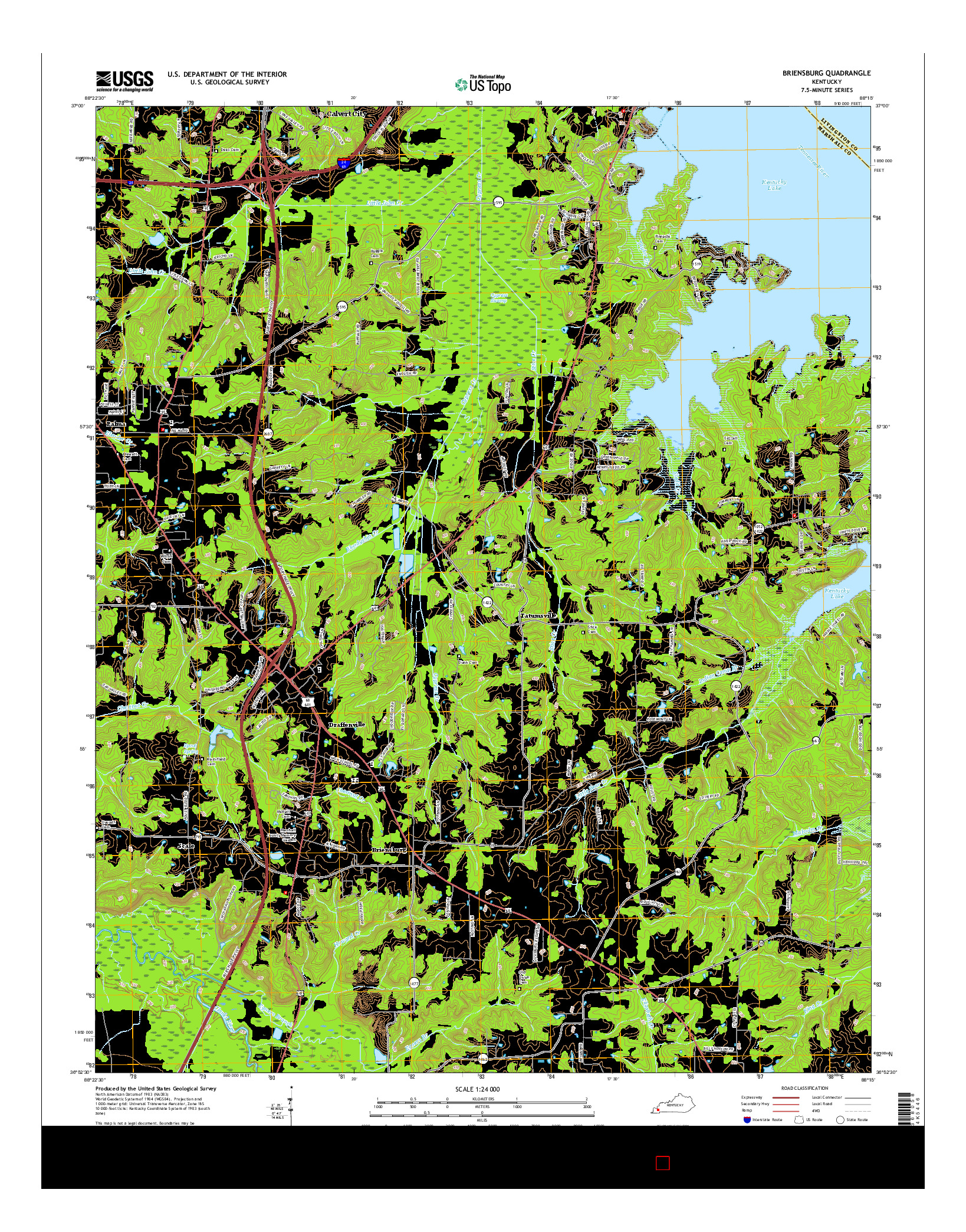 USGS US TOPO 7.5-MINUTE MAP FOR BRIENSBURG, KY 2016