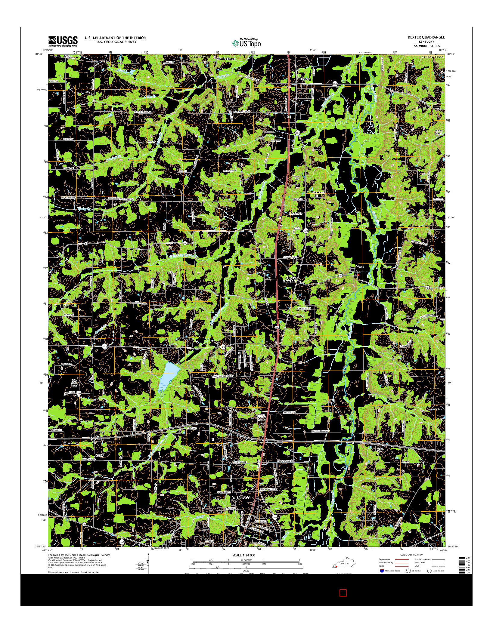 USGS US TOPO 7.5-MINUTE MAP FOR DEXTER, KY 2016