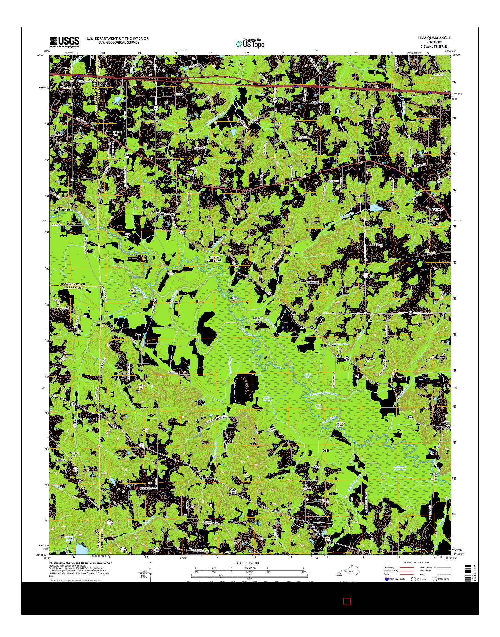 USGS US TOPO 7.5-MINUTE MAP FOR ELVA, KY 2016