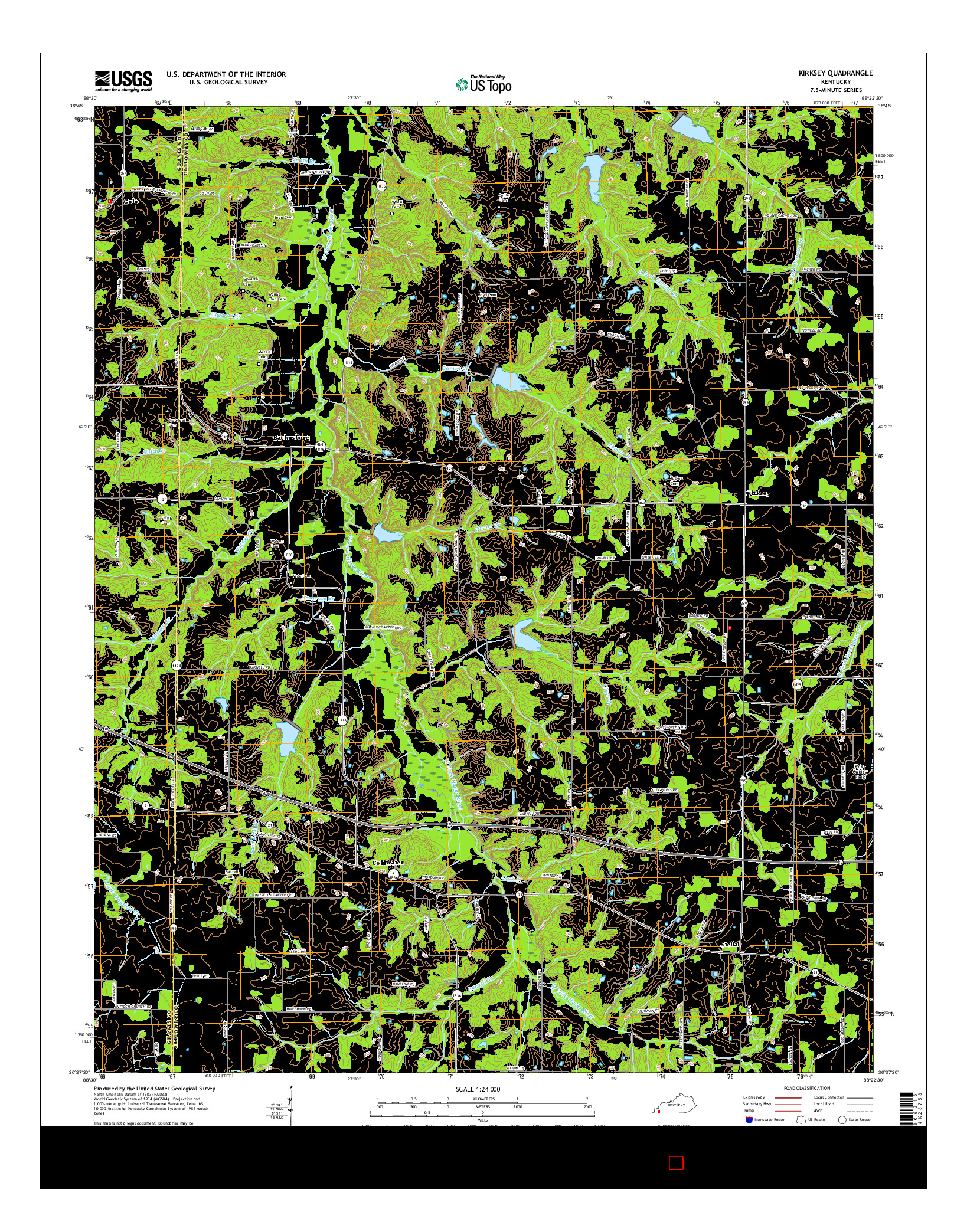 USGS US TOPO 7.5-MINUTE MAP FOR KIRKSEY, KY 2016