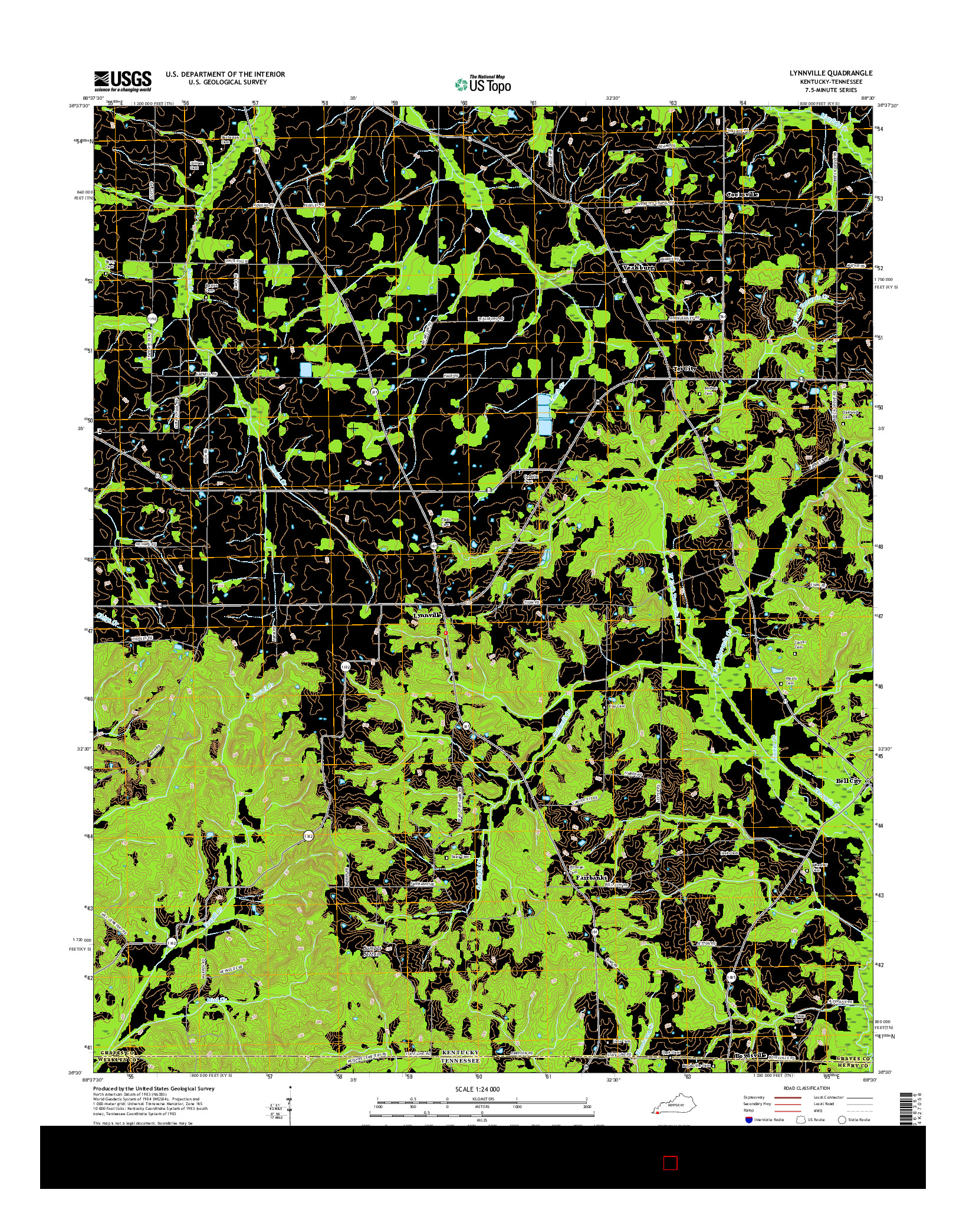 USGS US TOPO 7.5-MINUTE MAP FOR LYNNVILLE, KY-TN 2016