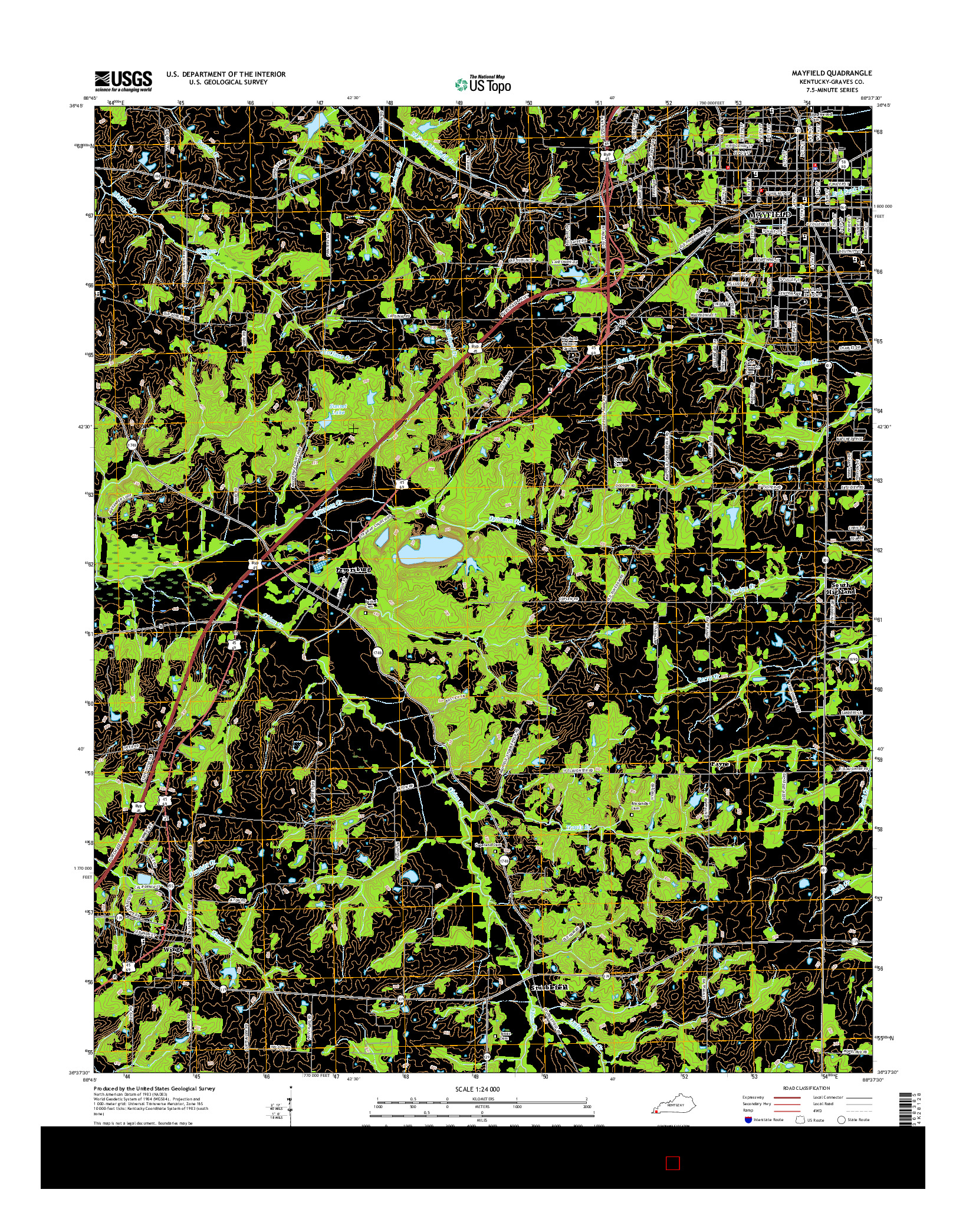USGS US TOPO 7.5-MINUTE MAP FOR MAYFIELD, KY 2016