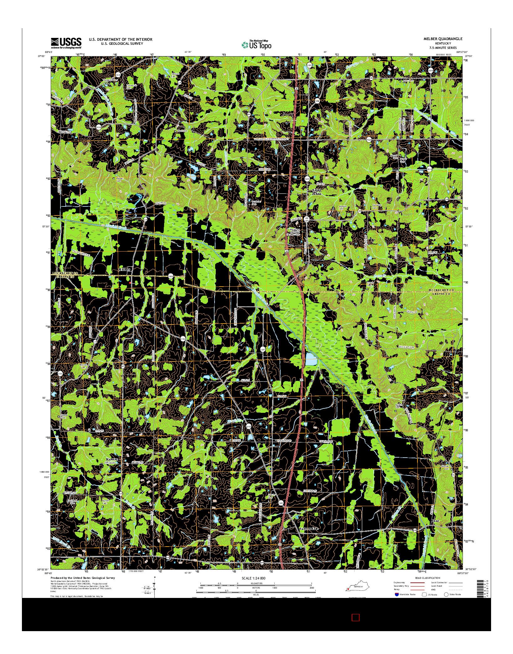 USGS US TOPO 7.5-MINUTE MAP FOR MELBER, KY 2016