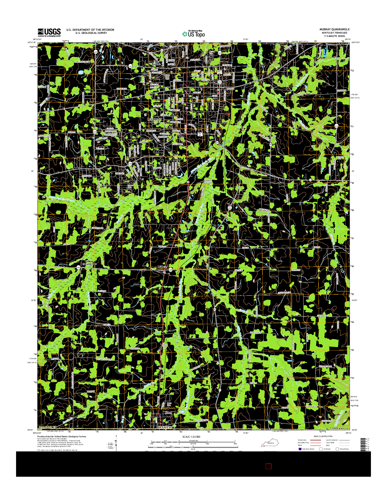 USGS US TOPO 7.5-MINUTE MAP FOR MURRAY, KY-TN 2016