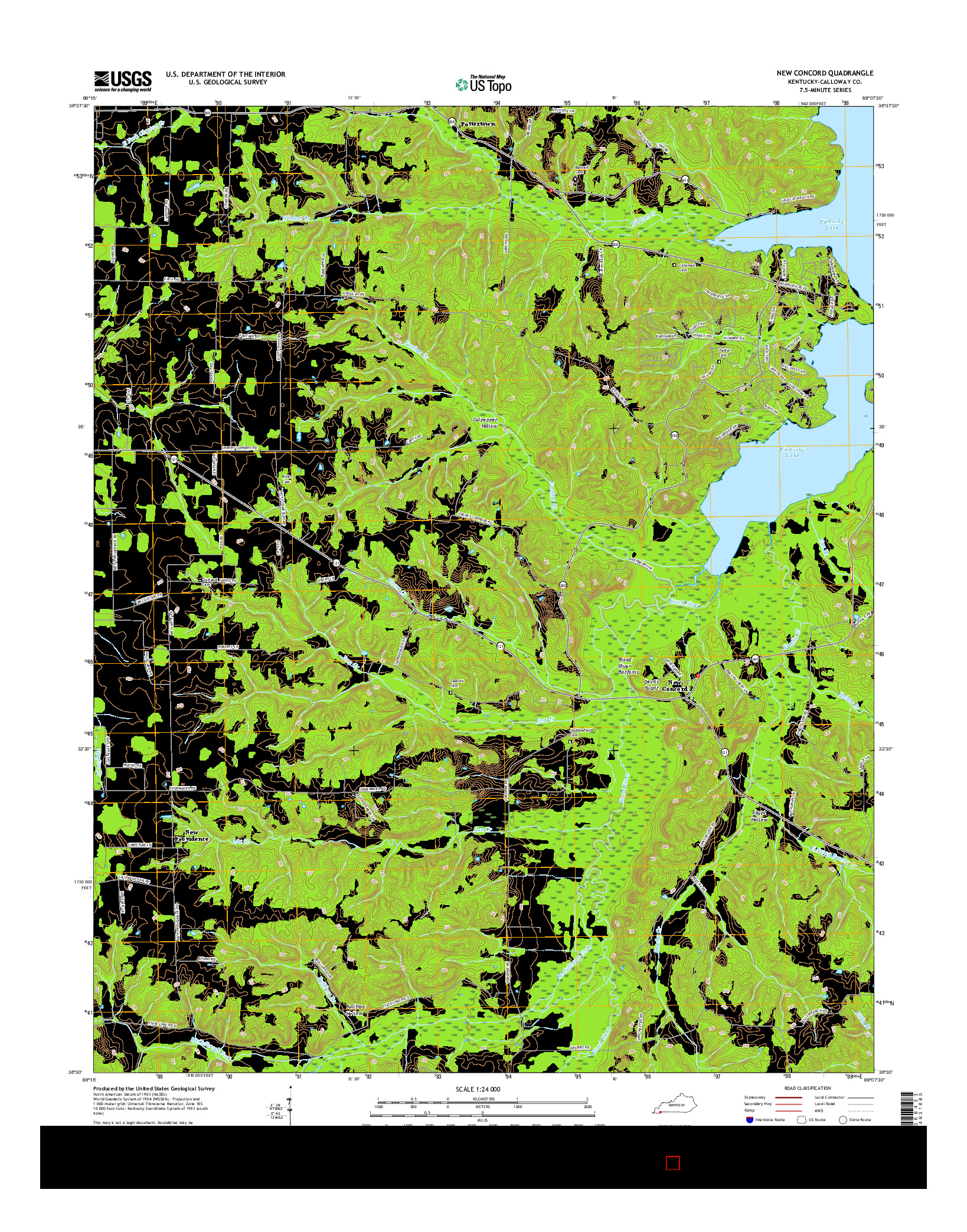 USGS US TOPO 7.5-MINUTE MAP FOR NEW CONCORD, KY 2016