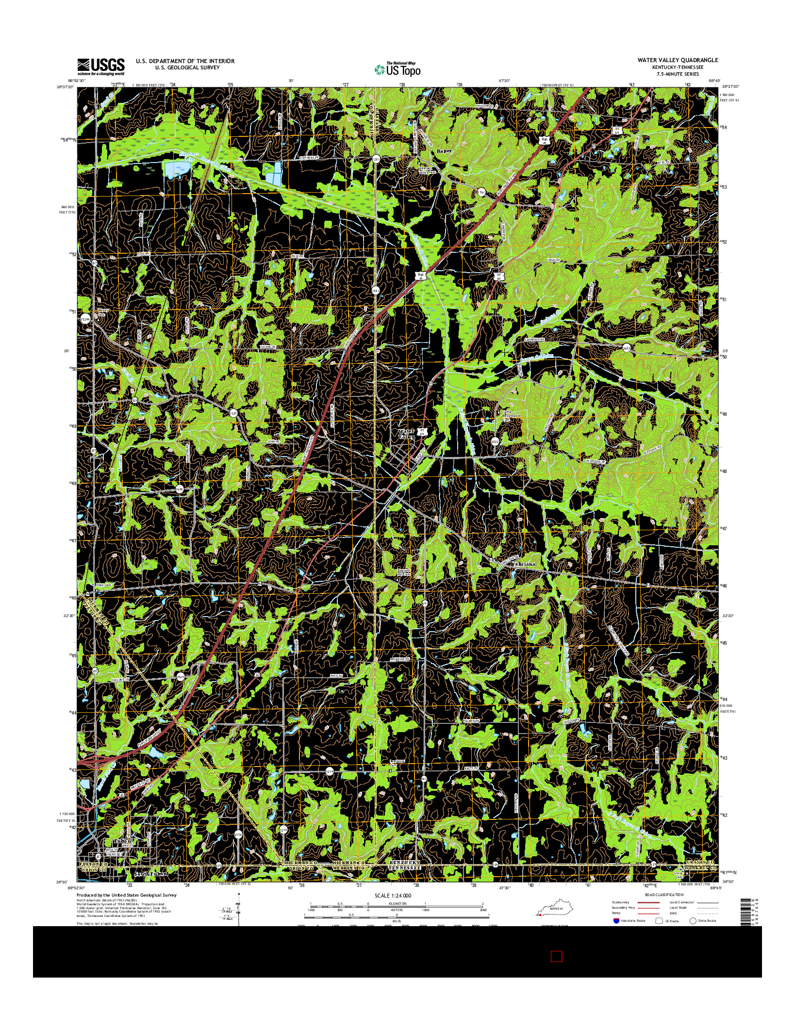 USGS US TOPO 7.5-MINUTE MAP FOR WATER VALLEY, KY-TN 2016