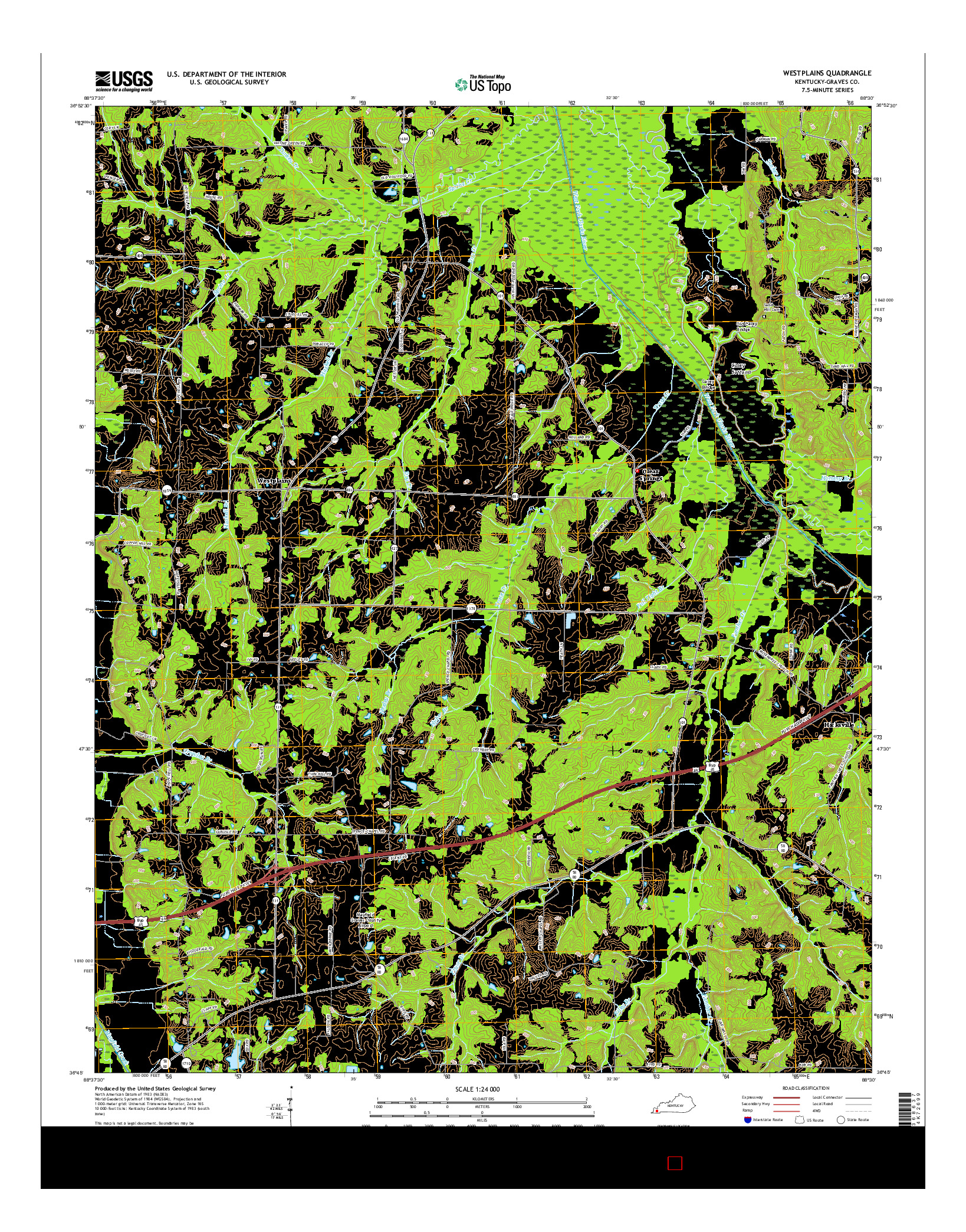 USGS US TOPO 7.5-MINUTE MAP FOR WESTPLAINS, KY 2016